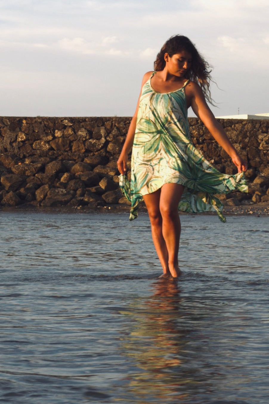 Skinny Strap Dress 7017 - Flower Power