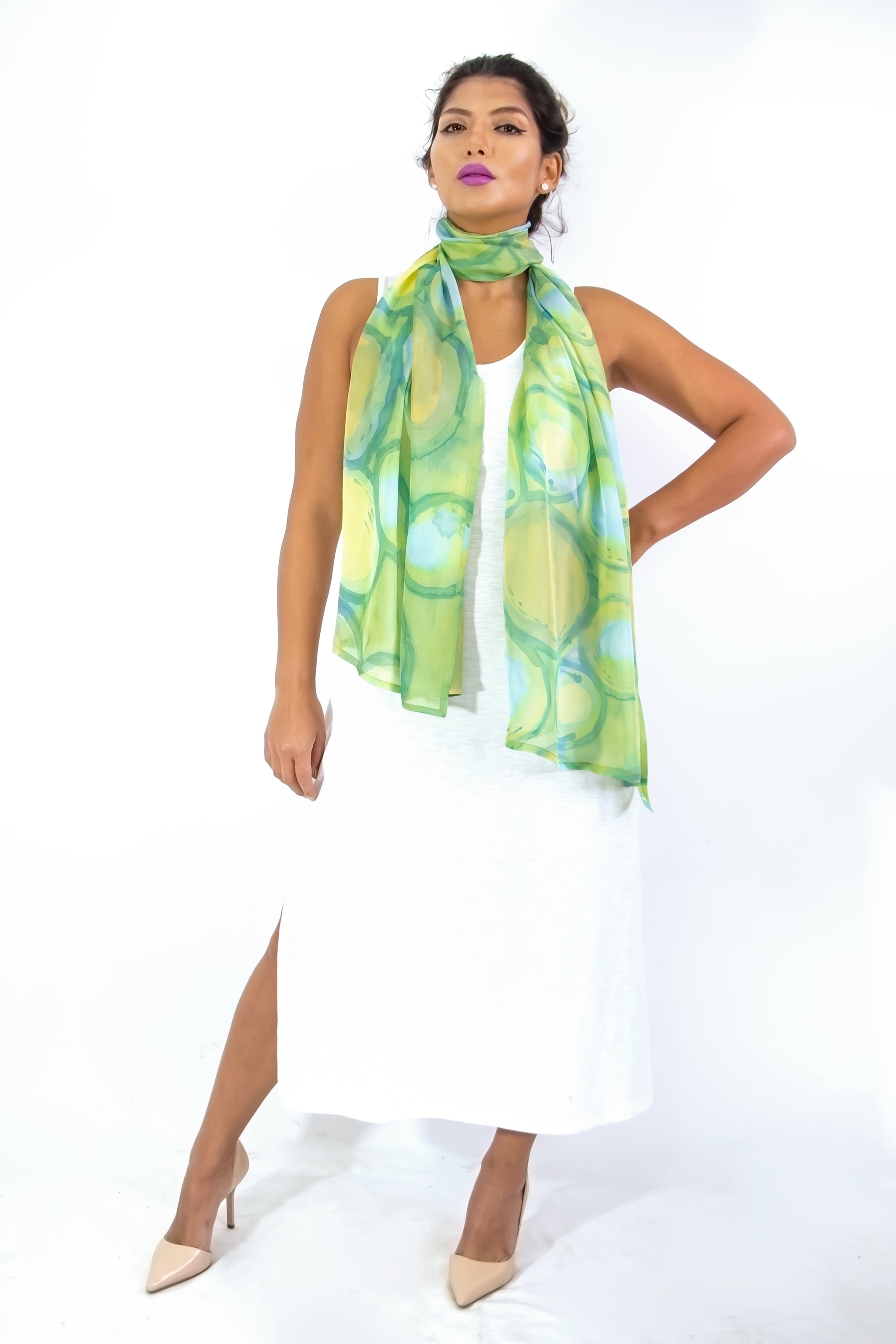 Hand Painted Silk Scarf -Olio