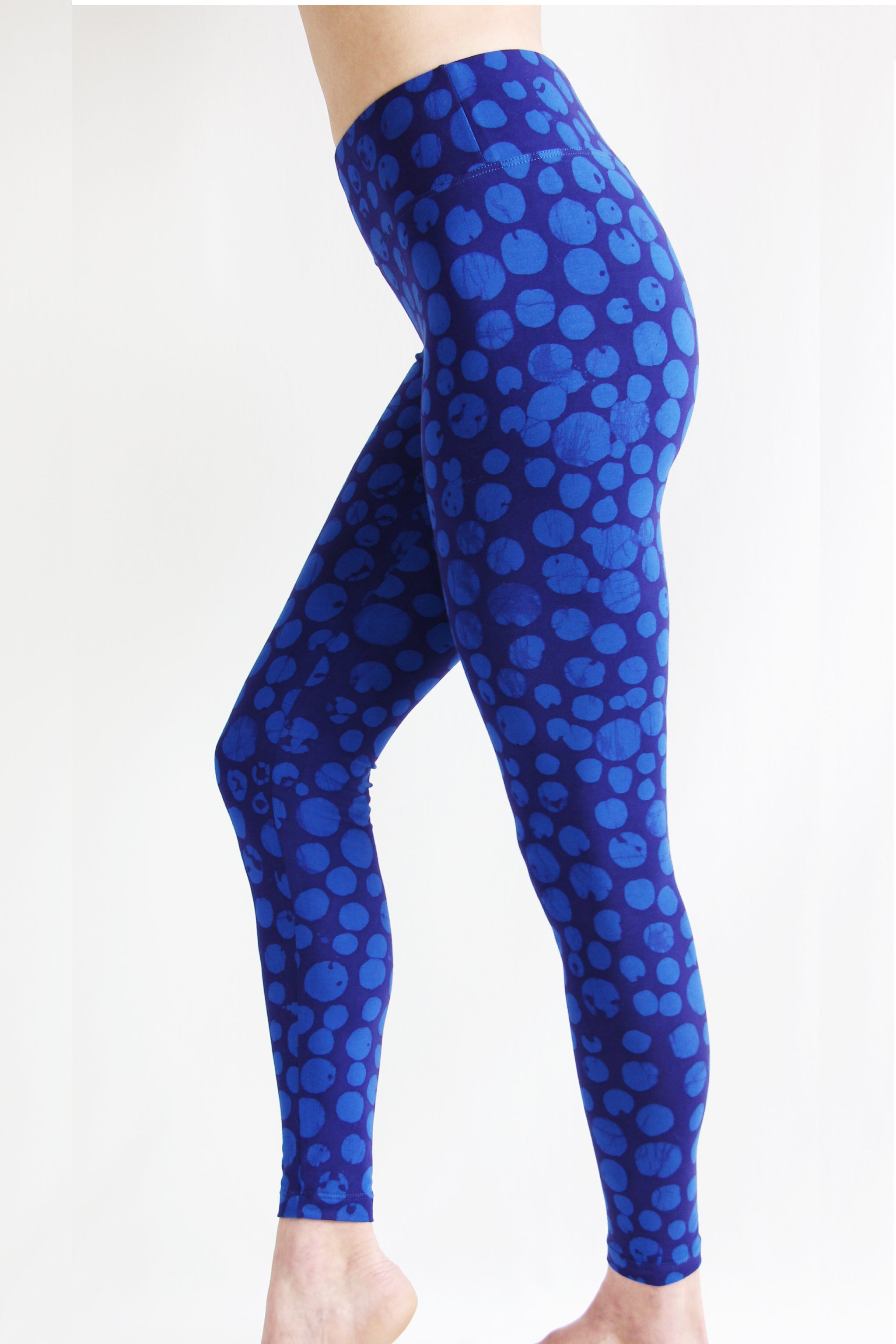 Hand Painted Leggings or Crops - Blue Bubbles