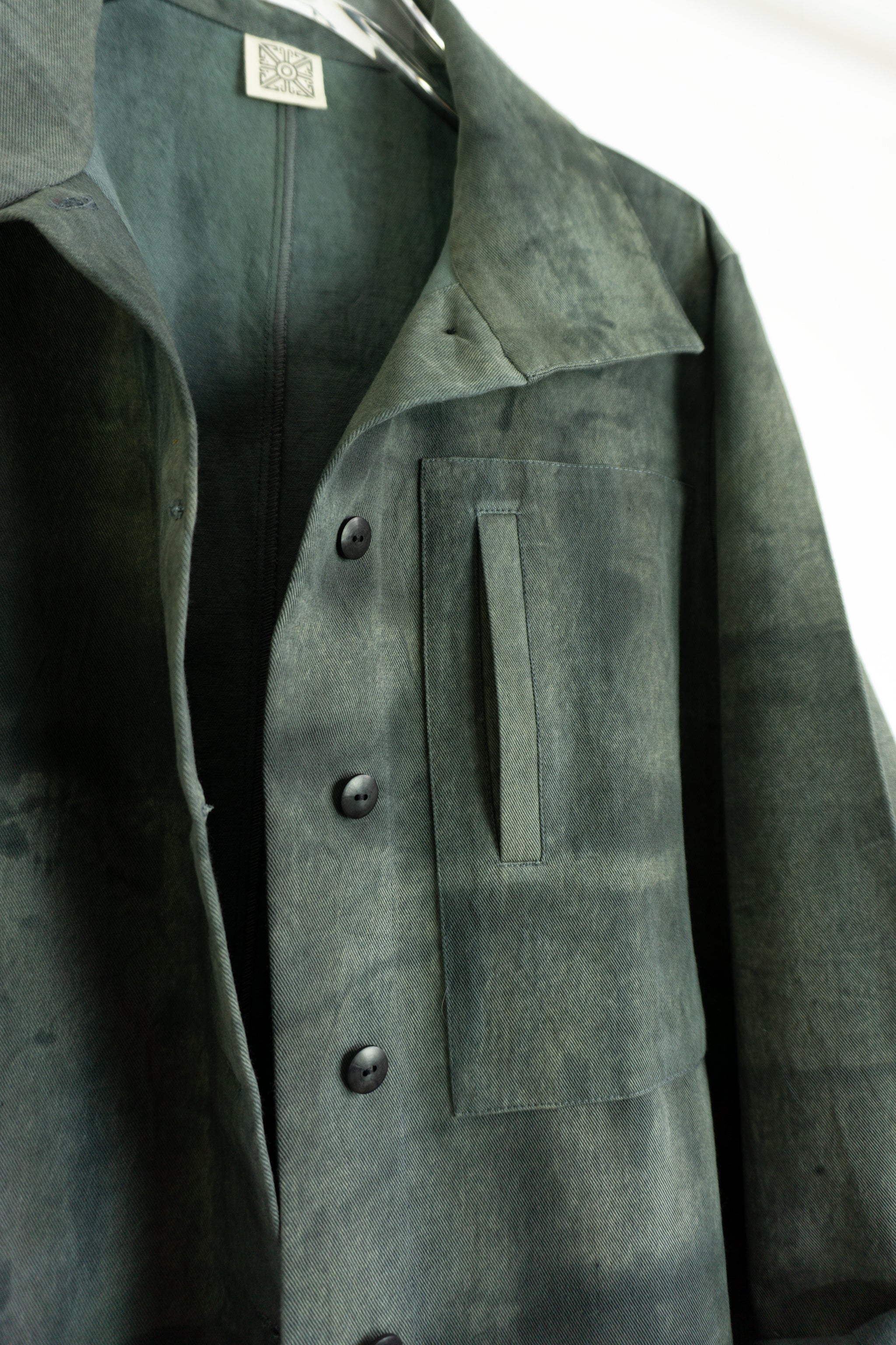 Hi-Collar Shirt (Mid Length) - Slate