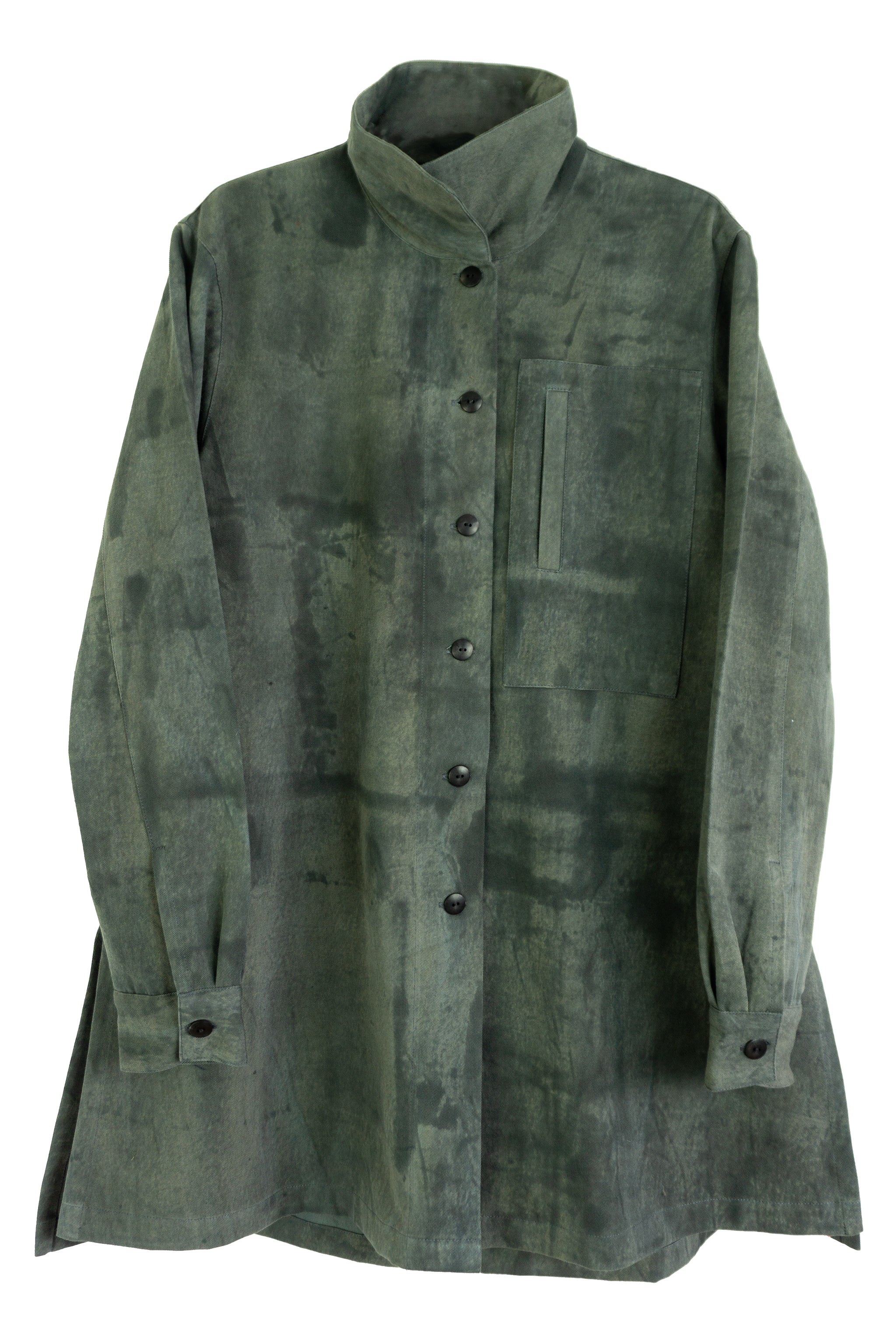 Hi-Collar Shirt (Mid Length) - Slate