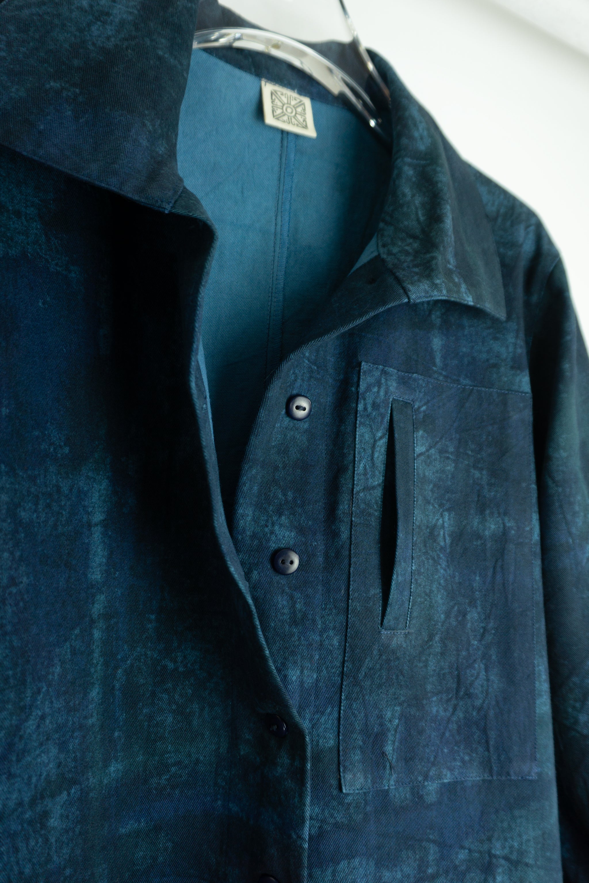 Hi-Collar Shirt (Mid Length) - Slate