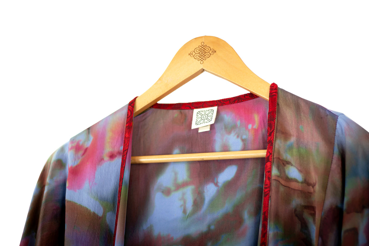 Hand Painted Silk Kimono (Mid Length) - Confucius Aura