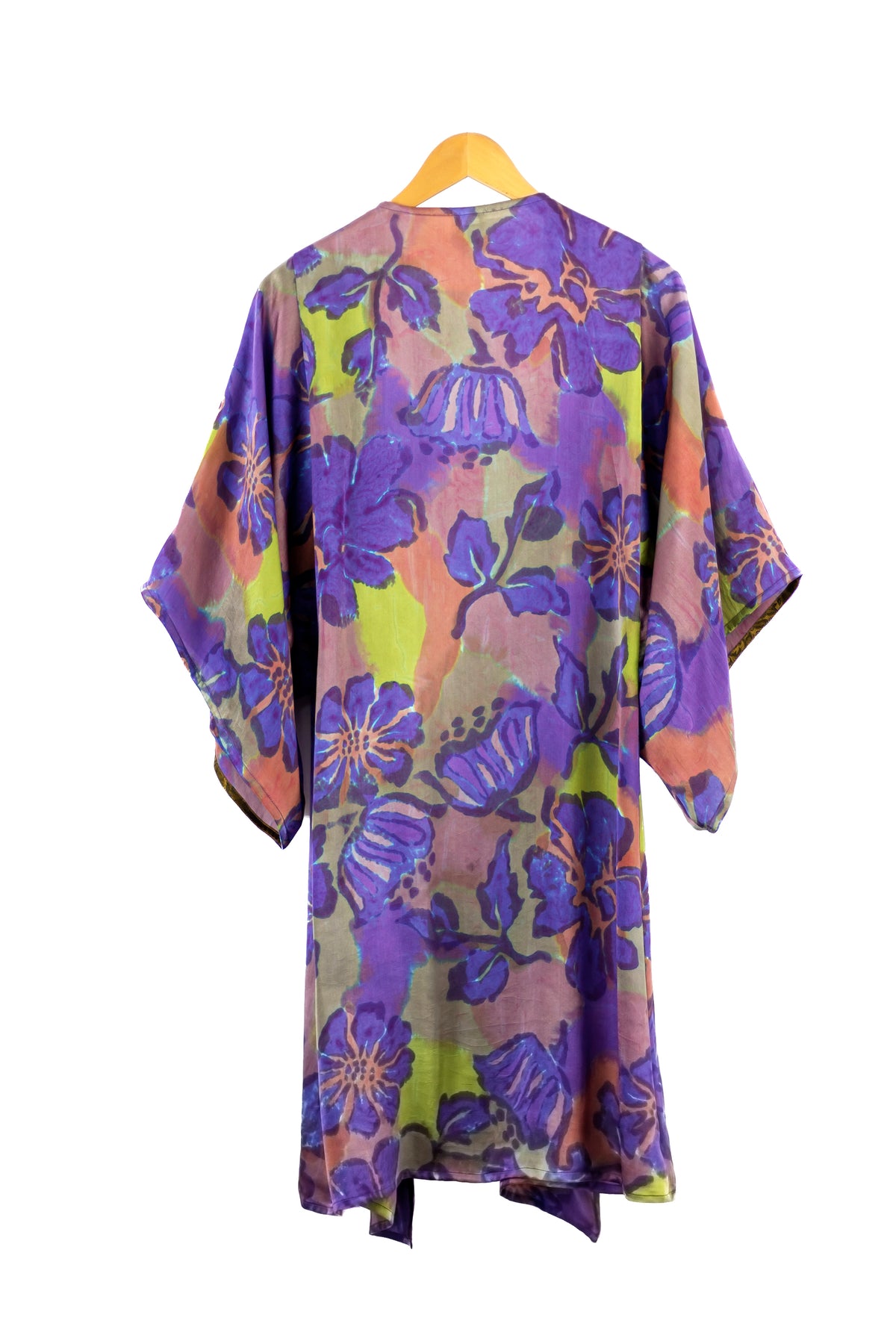 Hand Painted Silk Kimono (Mid Length) - Petuni Royal