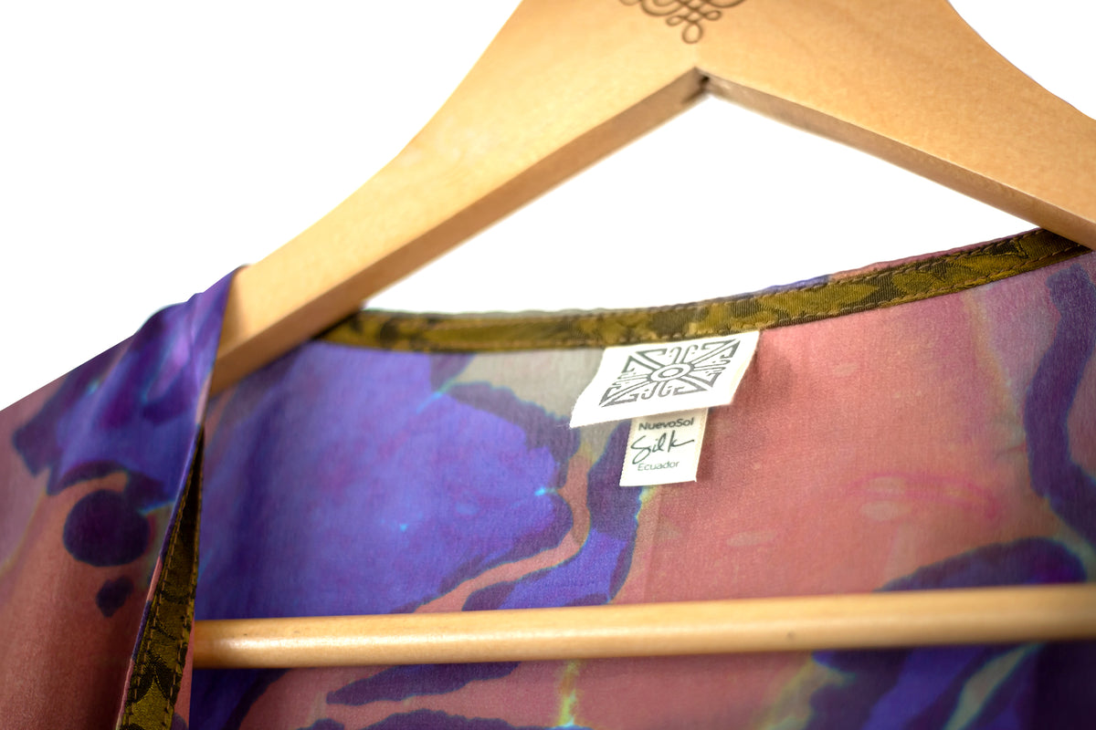 Hand Painted Silk Kimono (Mid Length) - Petuni Royal