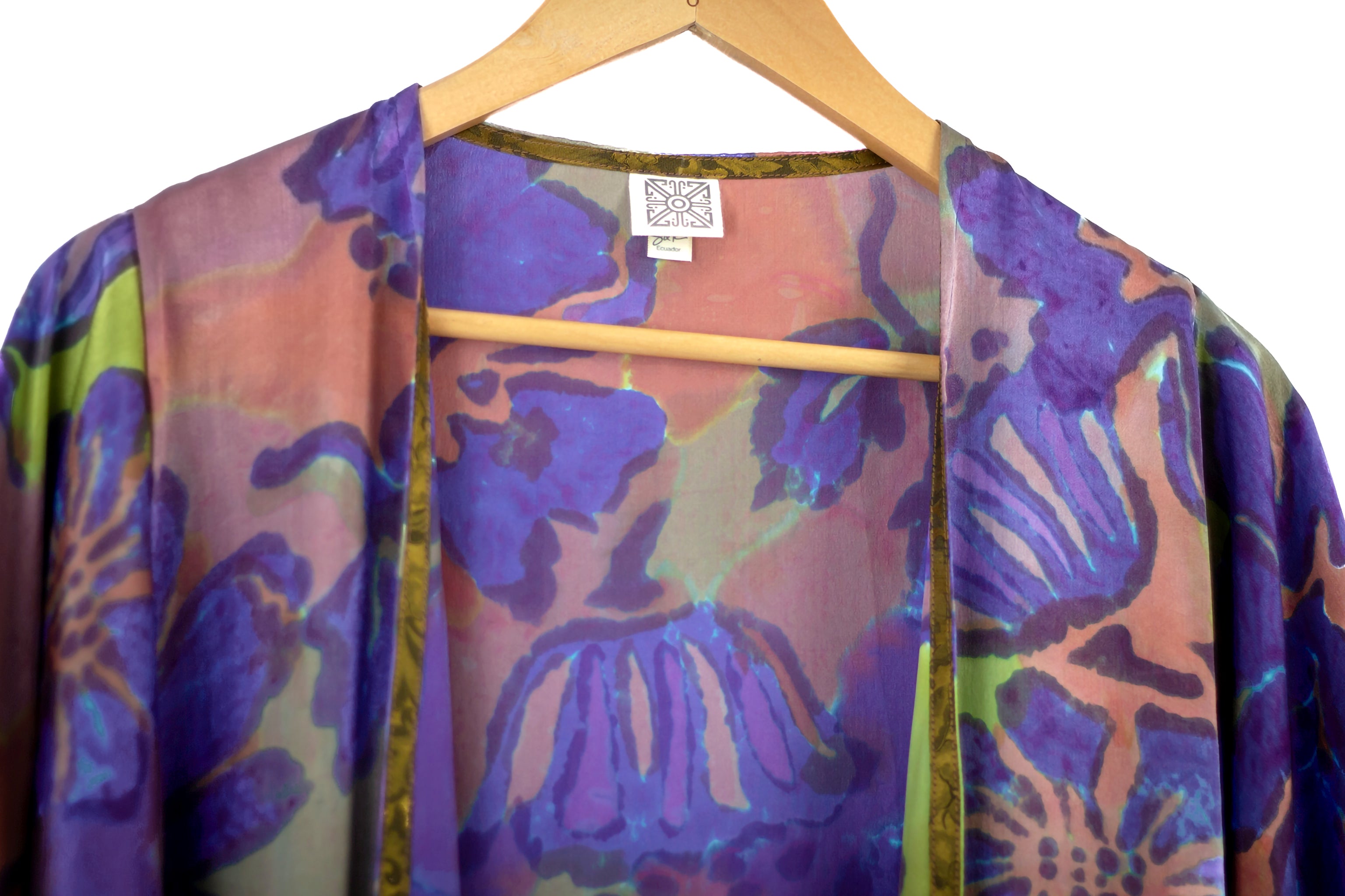 Hand Painted Silk Kimono (Mid Length) - Petuni Royal