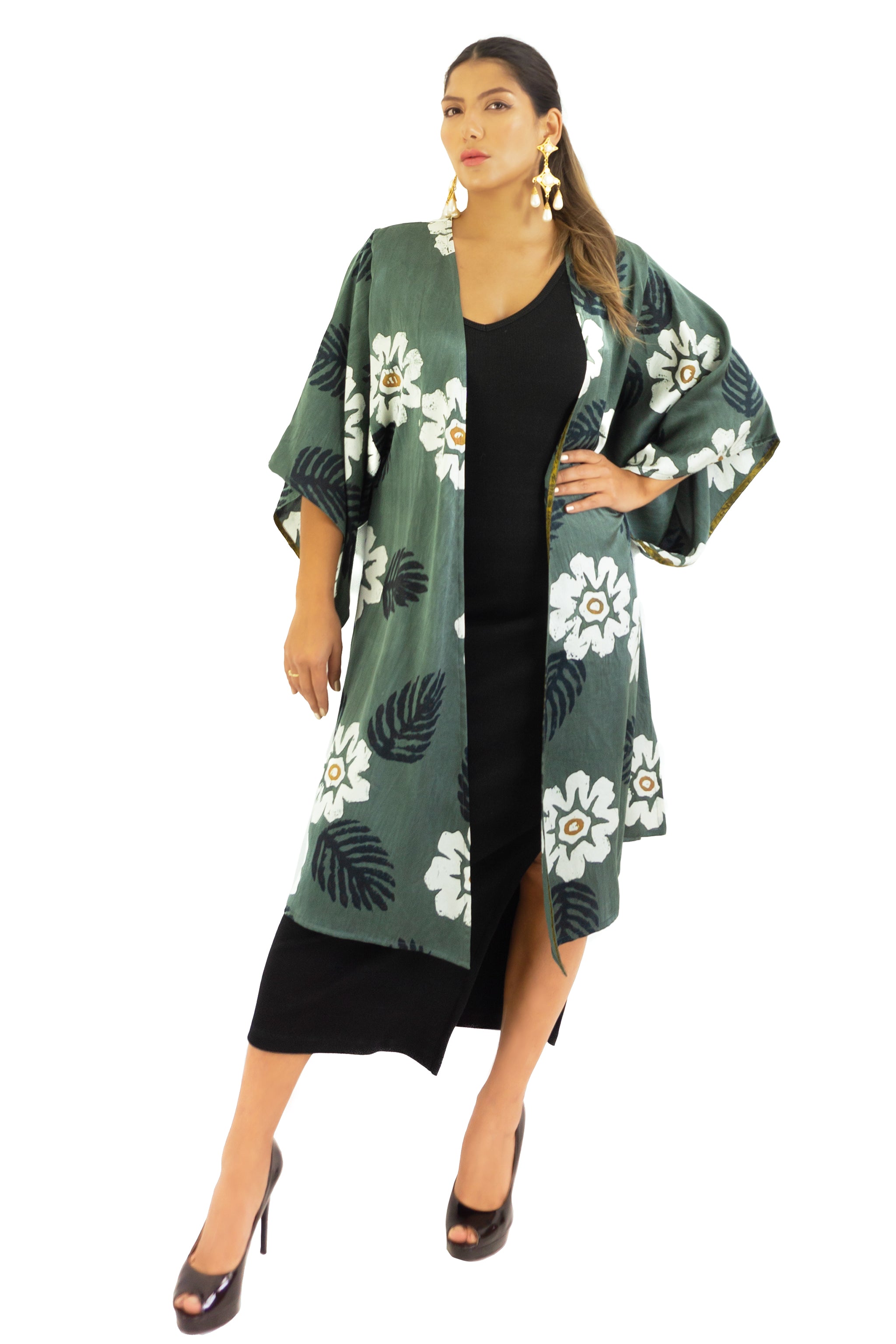 Silk Kimono (Mid Length) - Oleander