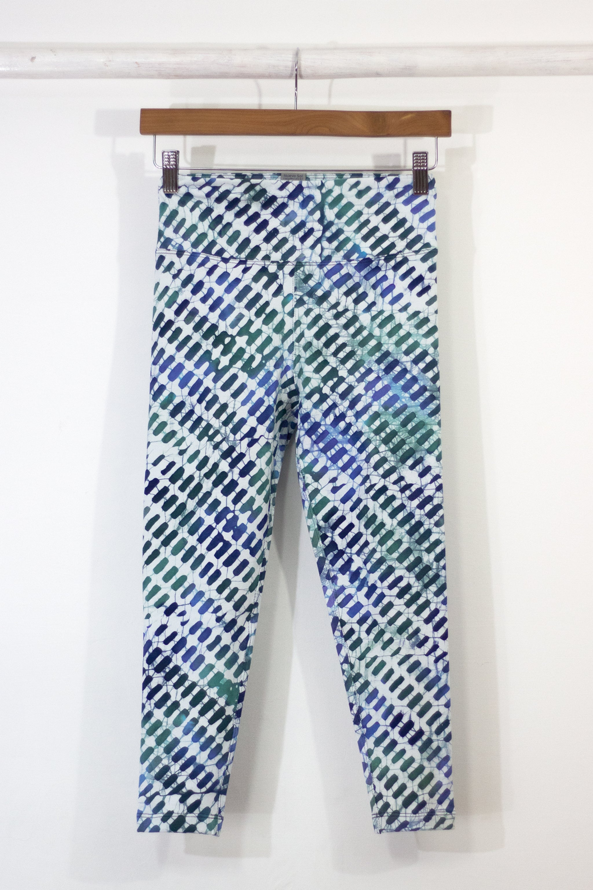 Hand Painted Leggings or Crops - Blue Lattice