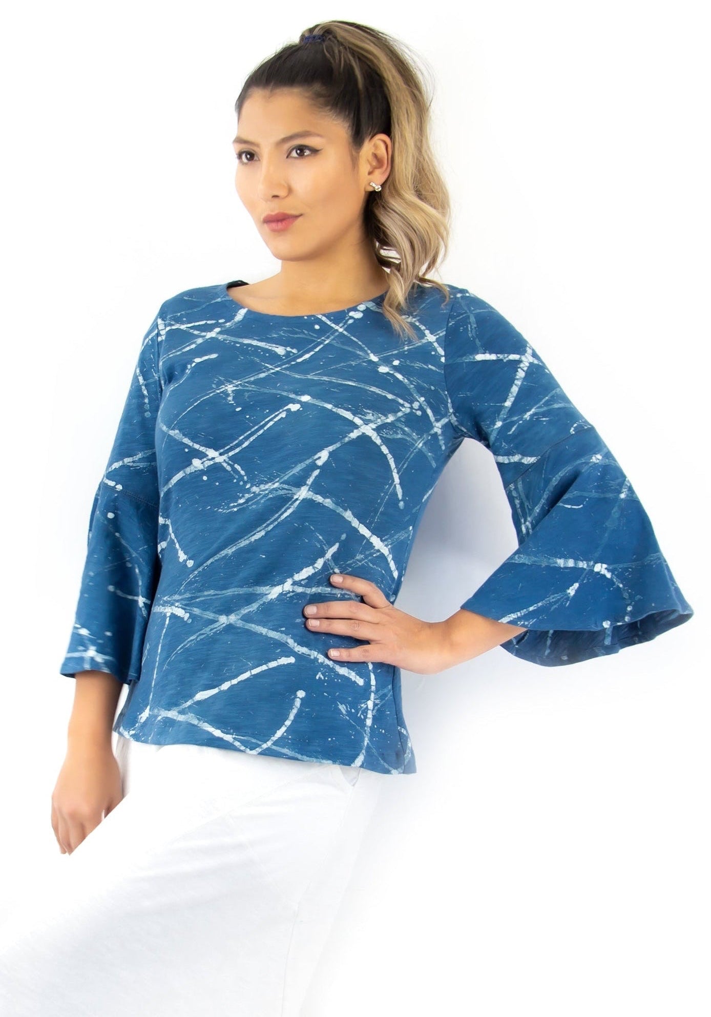Flare Sleeve Top - Collide Pale Indi