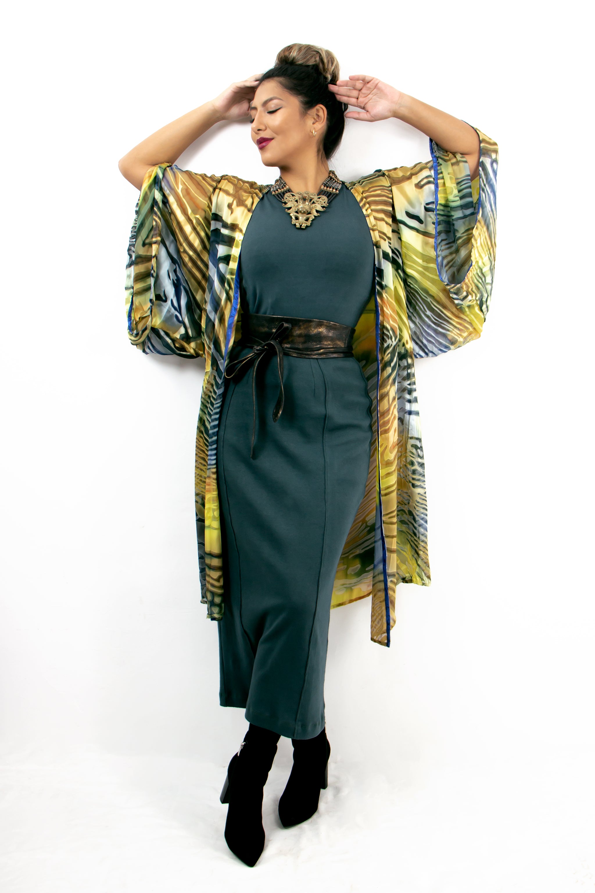 Hand Painted Silk Kimono 6669M - FlutterBy