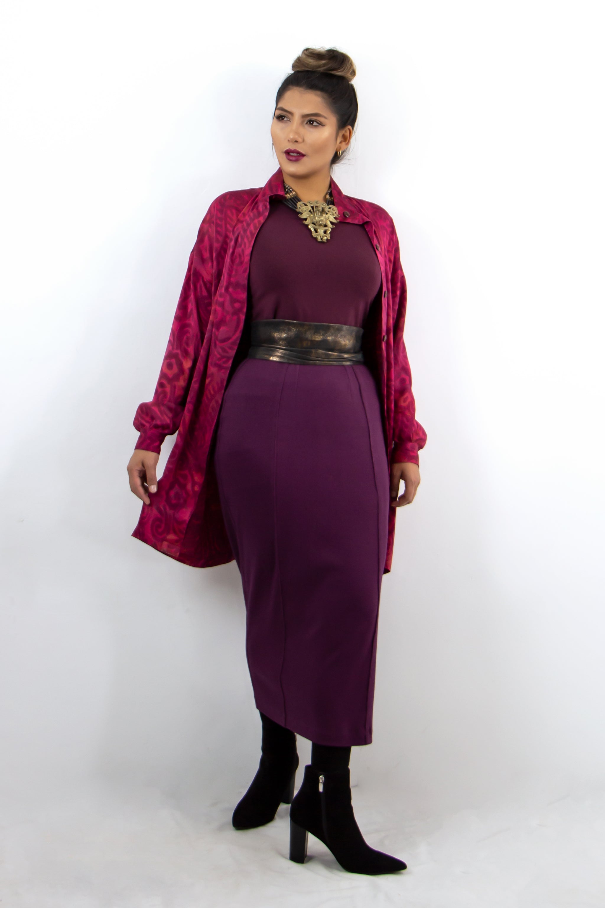 Pencil Skirt - Deep Plum
