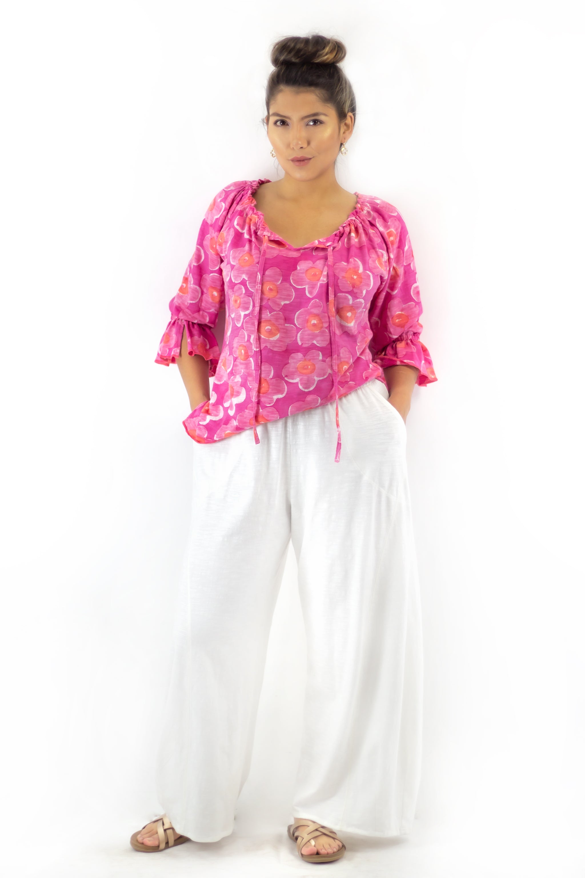 Peasant Blouse J139 - Lantana Pink