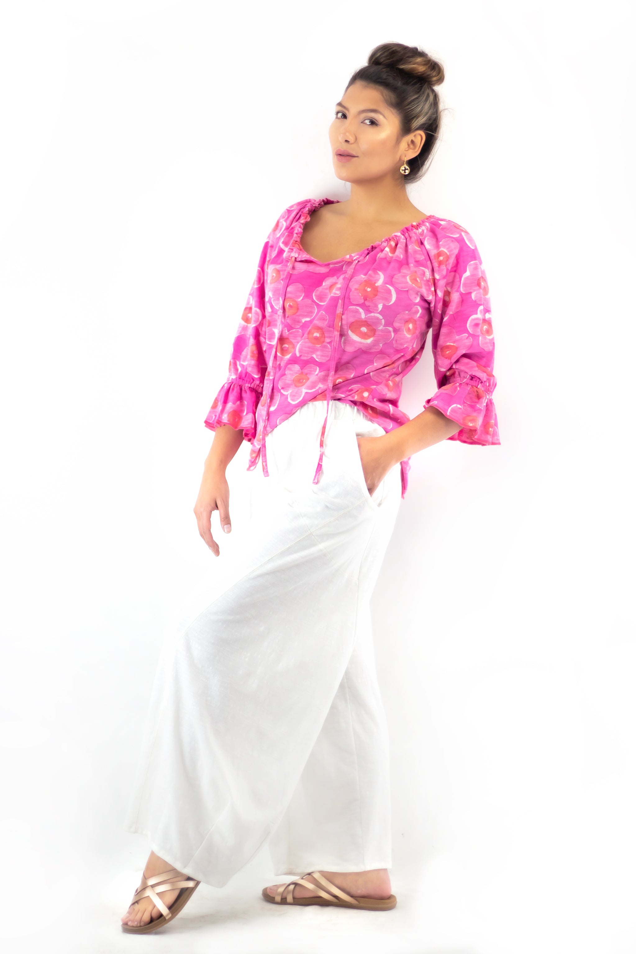 Peasant Blouse J139 - Lantana Pink