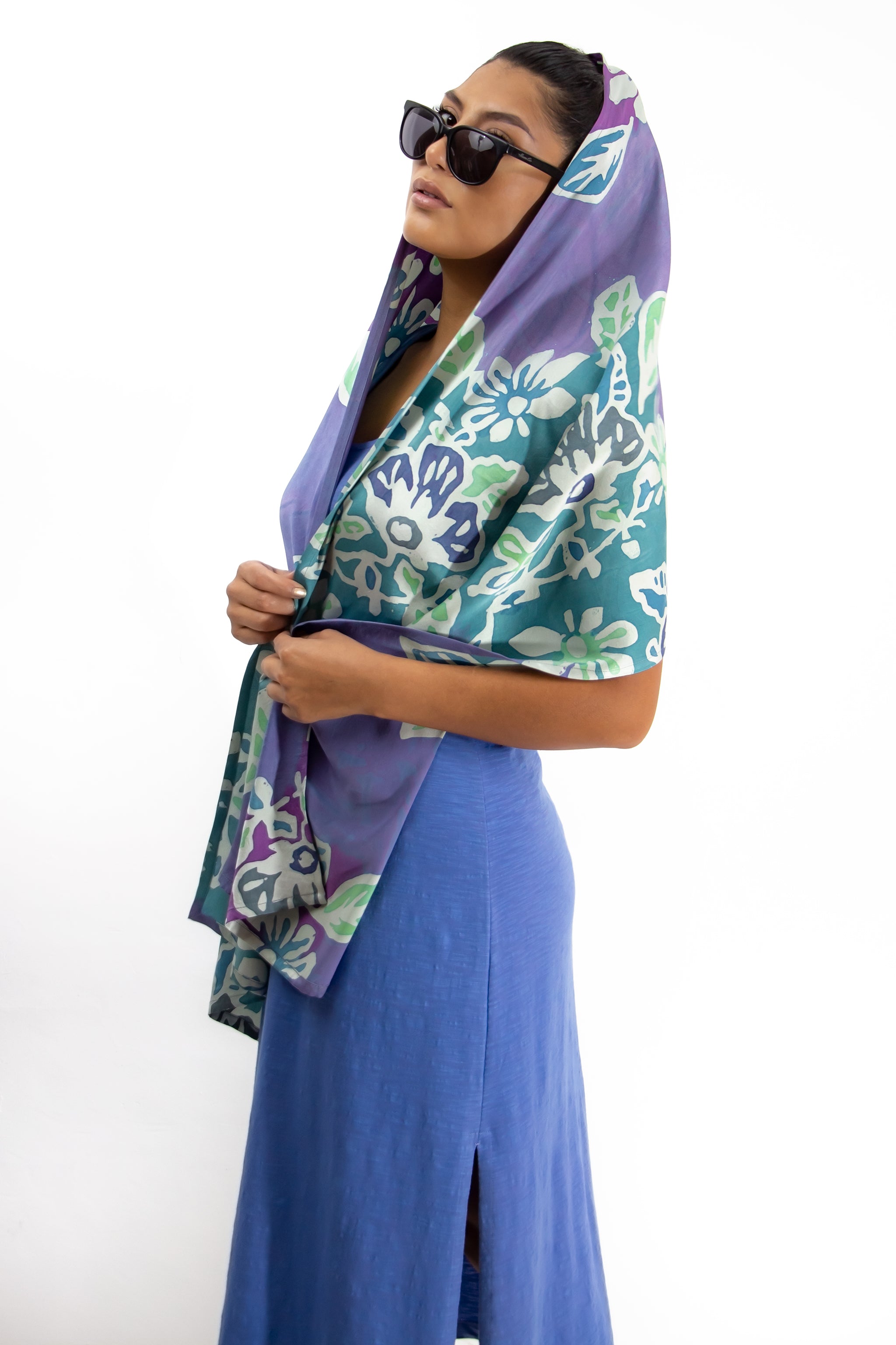 Hand Painted Silk Scarf -Floral Reef