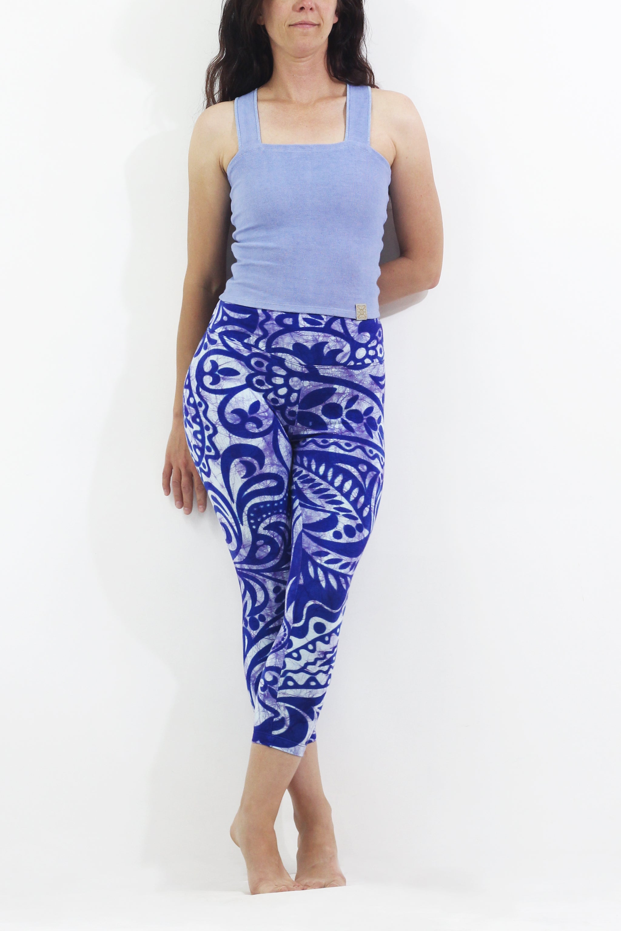 Hand Painted Leggings or Crops - Royal Paisley