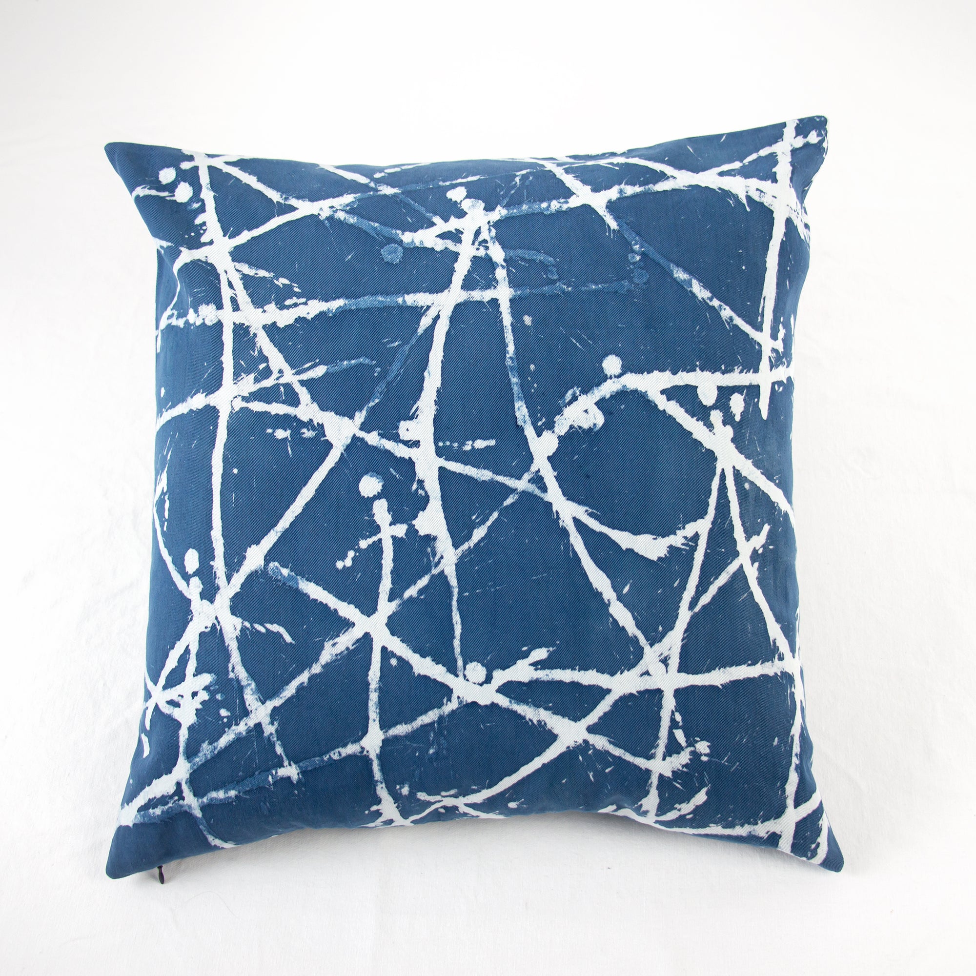 Hand Painted Accent Pillow Cover - Collide Indigo