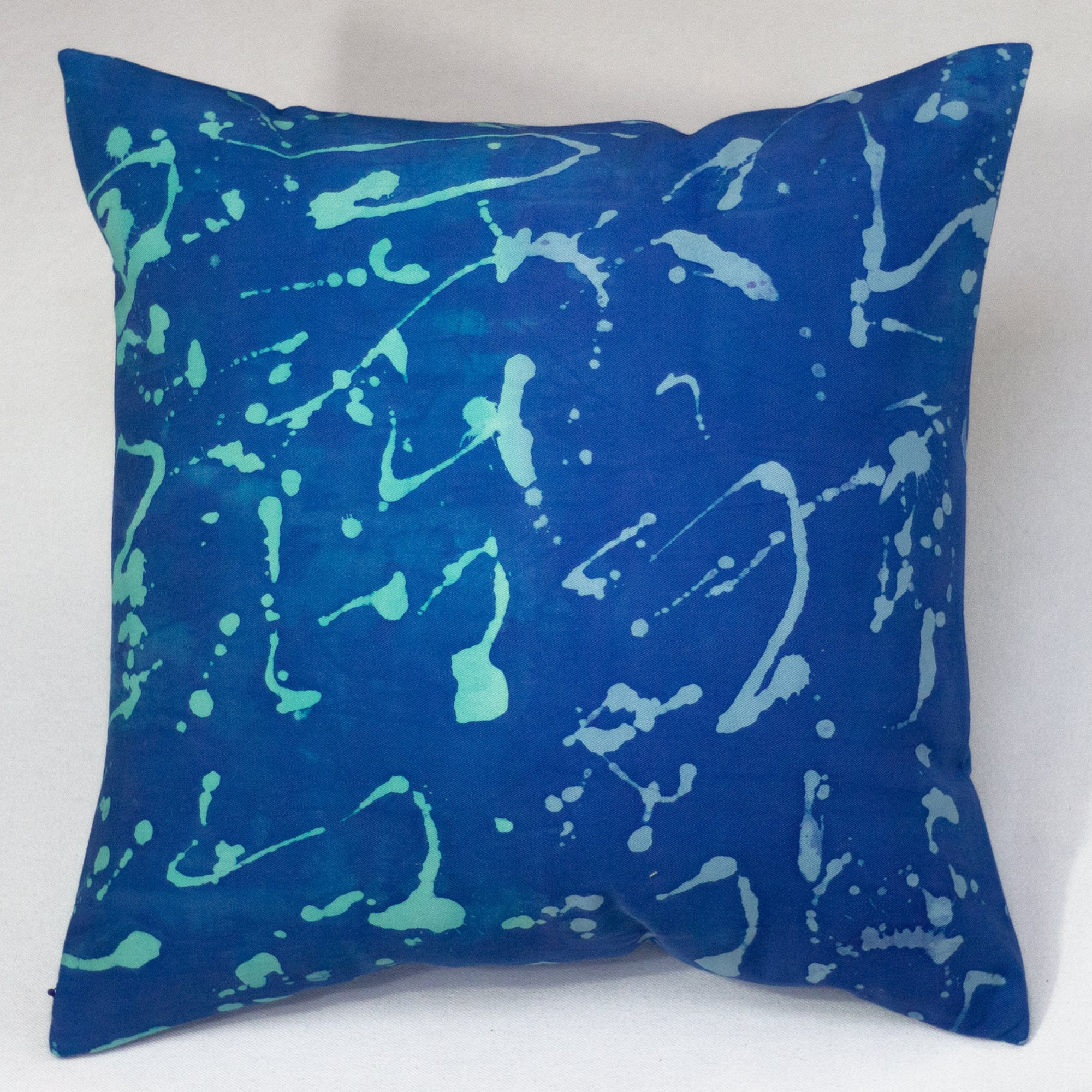 Hand Painted Accent Pillow Cover - Blue Lightning