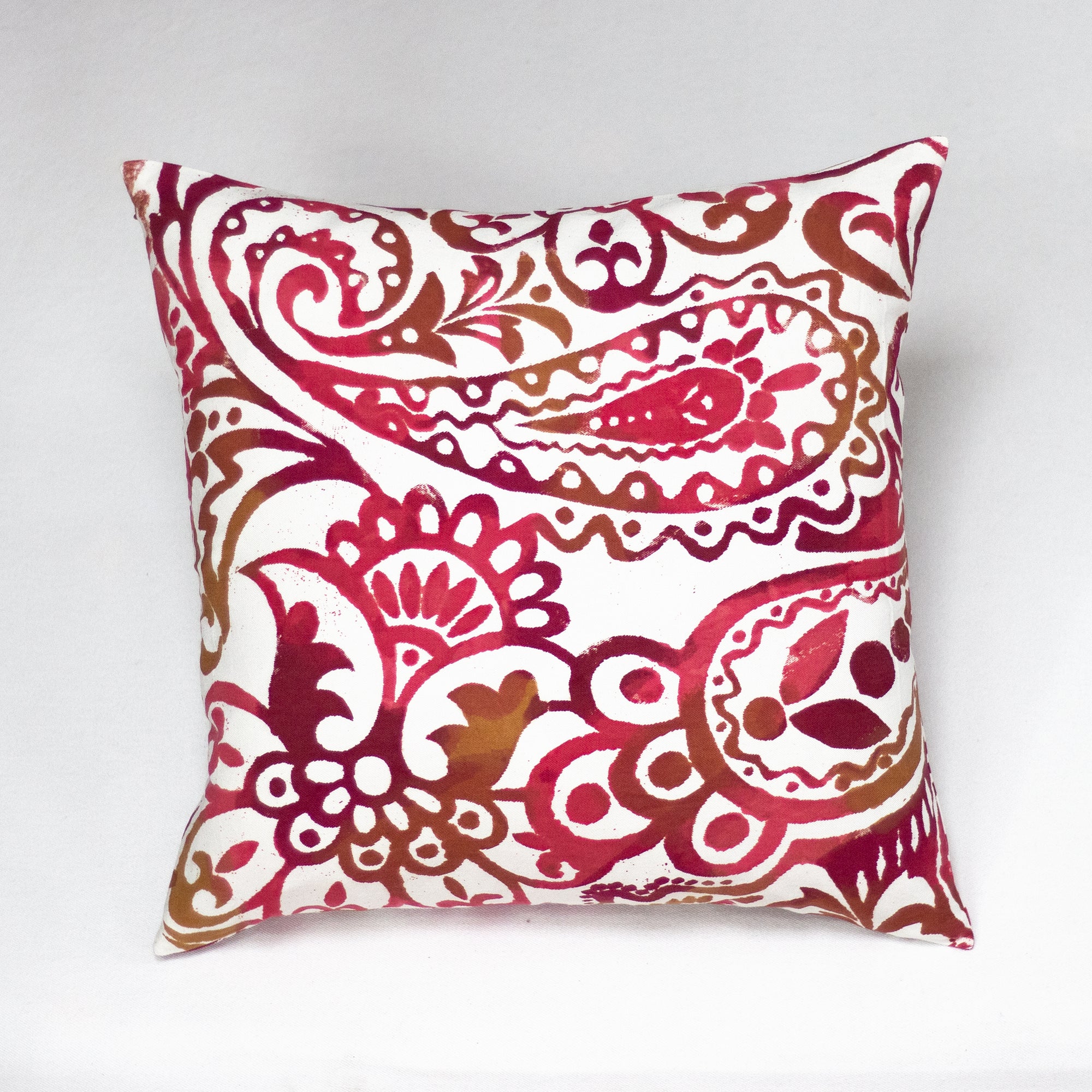 Hand Painted Accent Pillow Cover - Boundary Waters - Red & Gold
