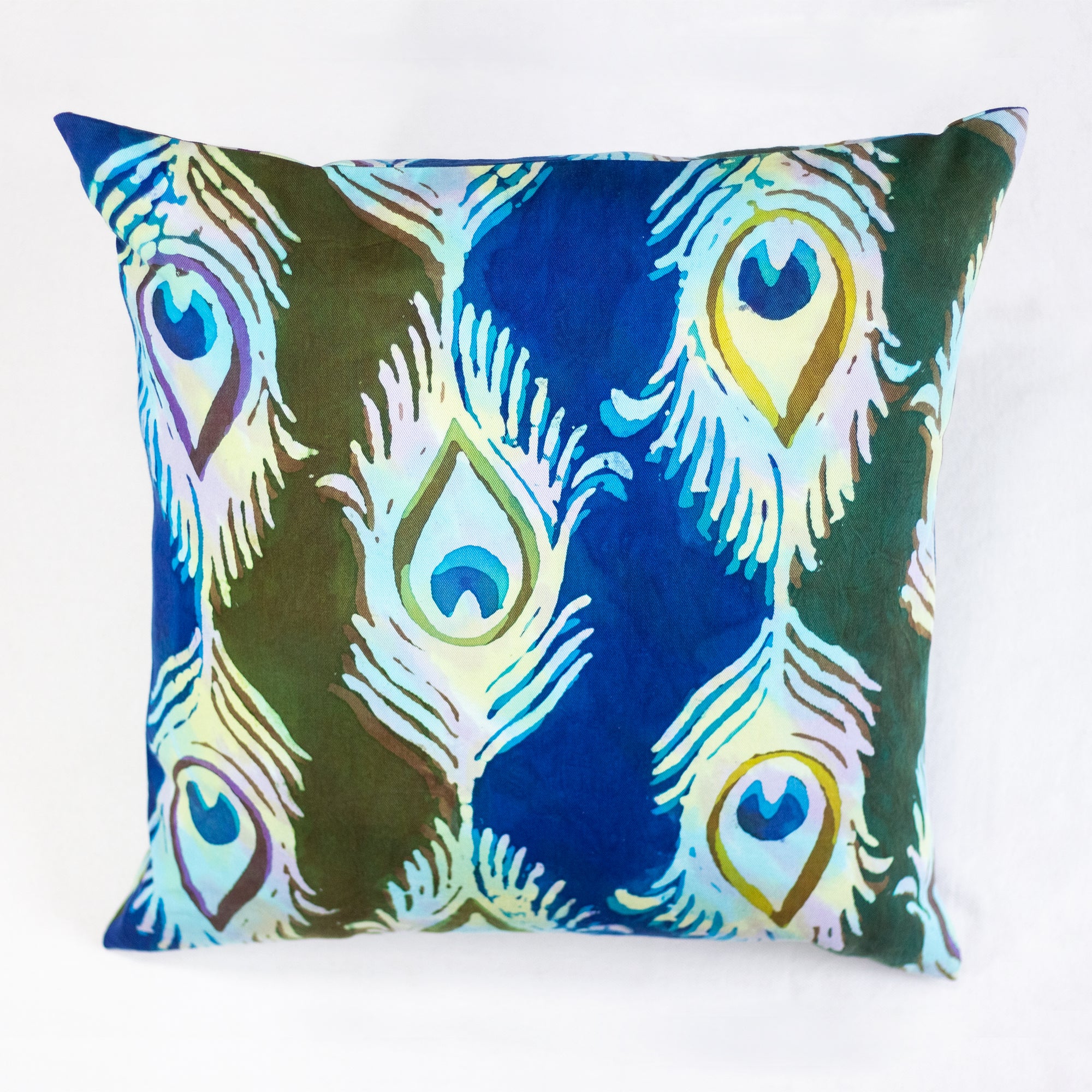 Hand Painted Accent Pillow Cover - Feathered