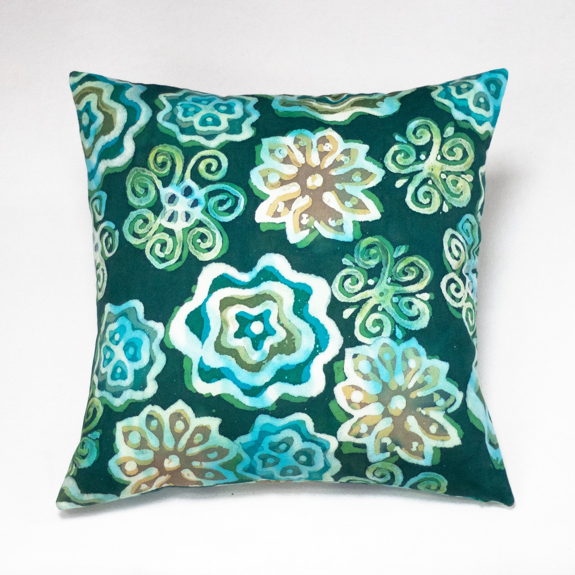 Hand Painted Accent Pillow Cover - Green Goddess