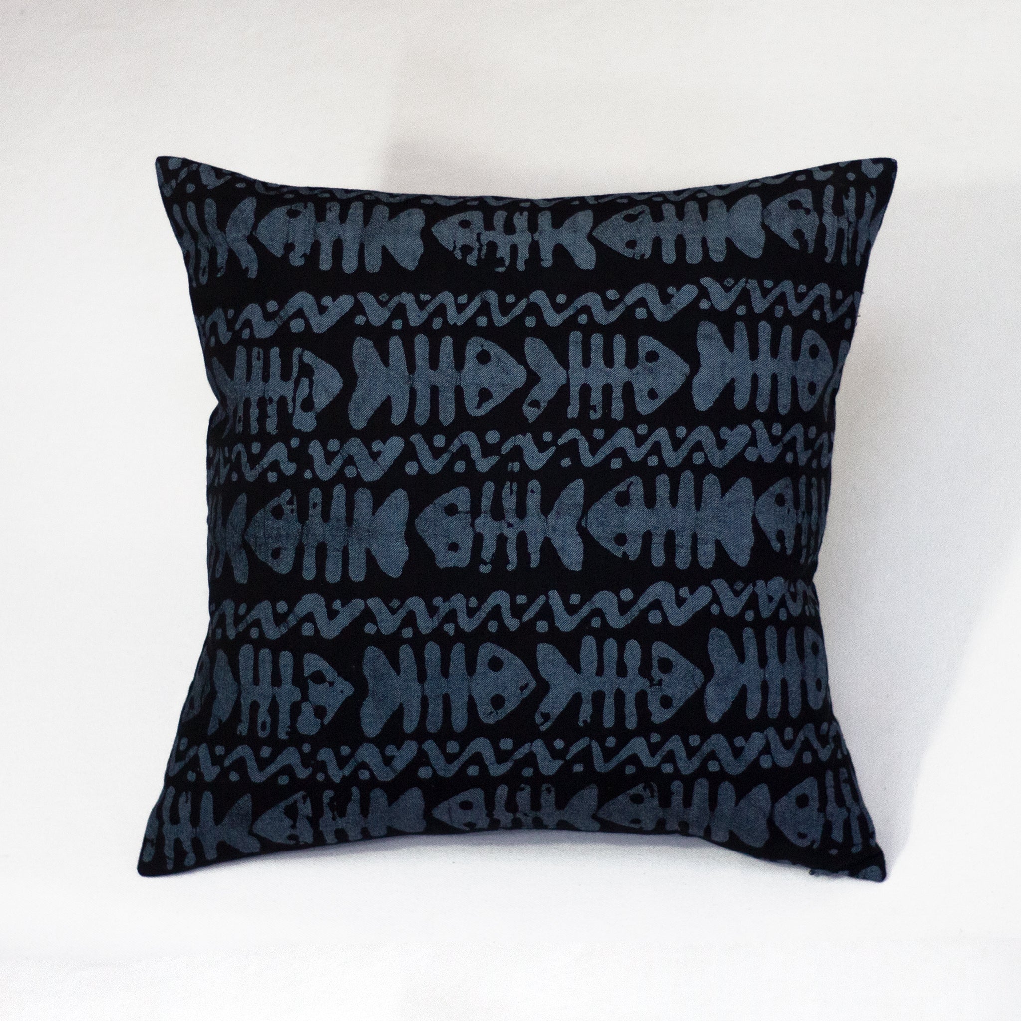Hand Painted Accent Pillow Cover - Hungry Fish