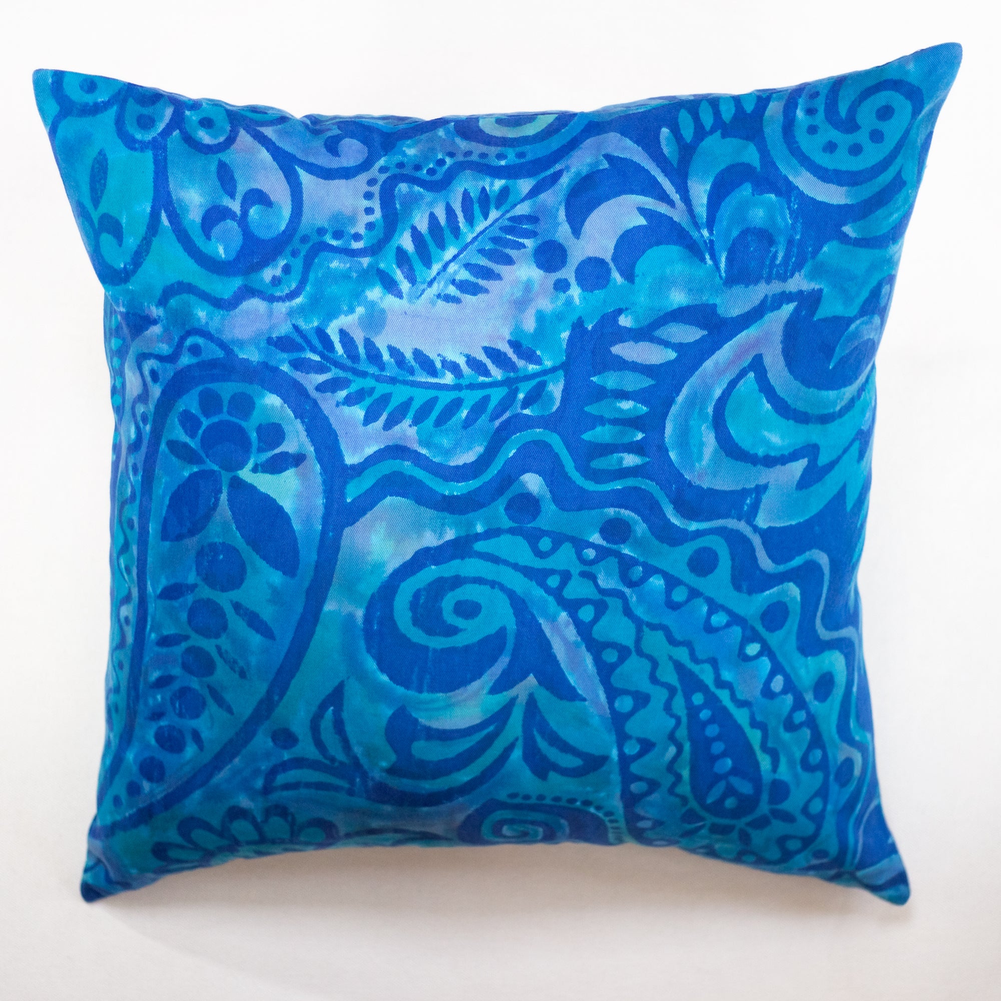 Hand Painted Accent Pillow Cover - Ocean Blue