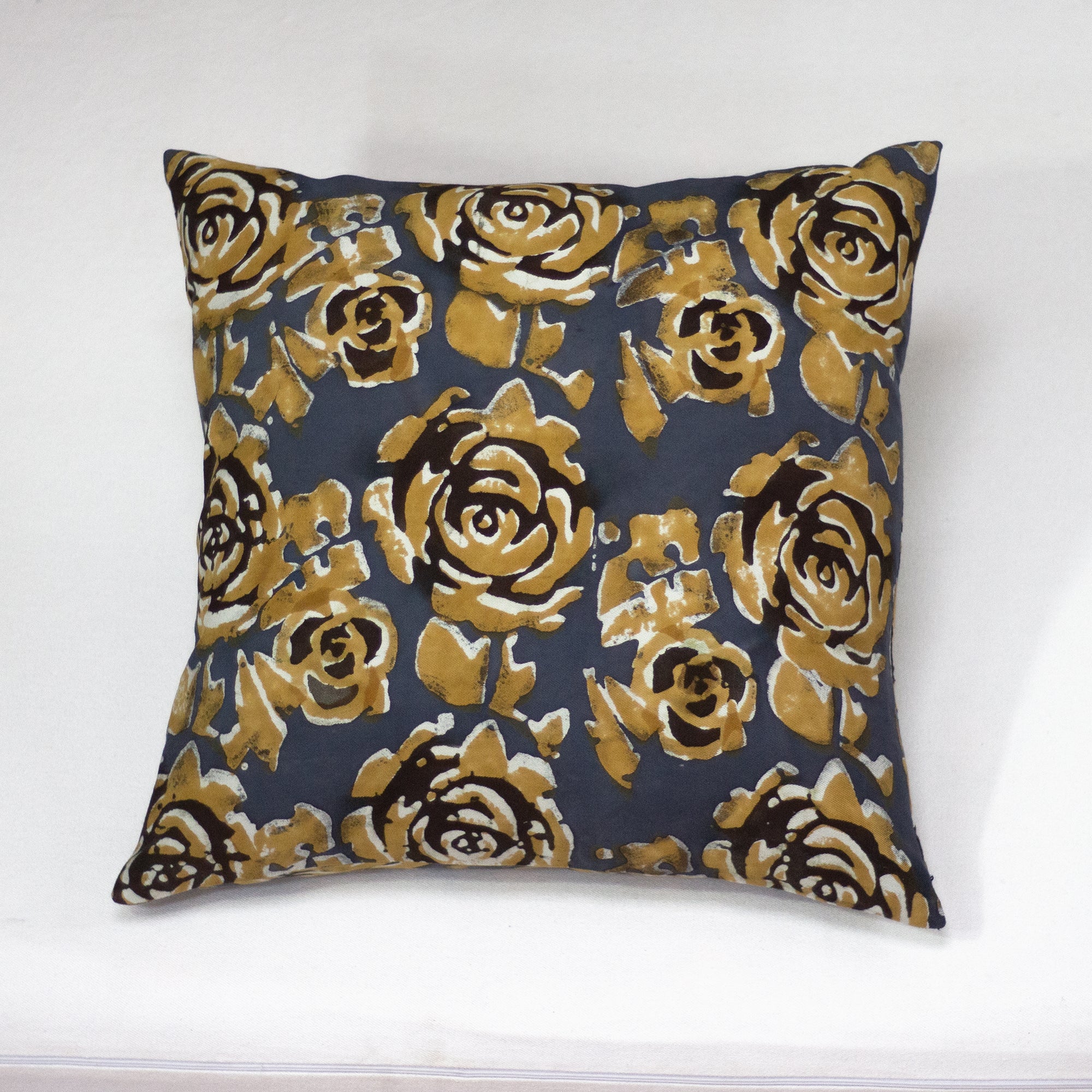 Hand Painted Accent Pillow Cover - Pewter Bronze