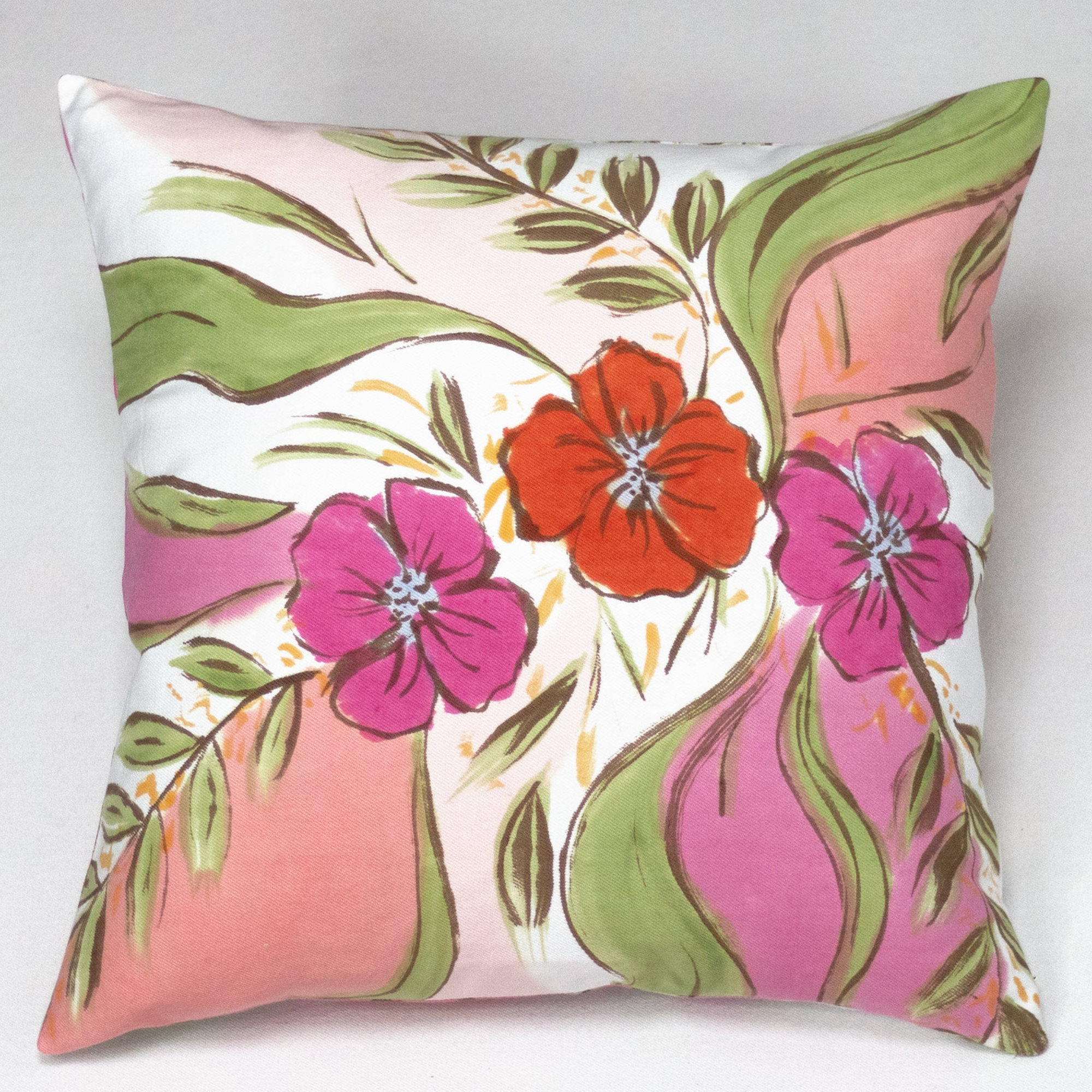 Hand Painted Accent Pillow Cover - Rainforest Posey