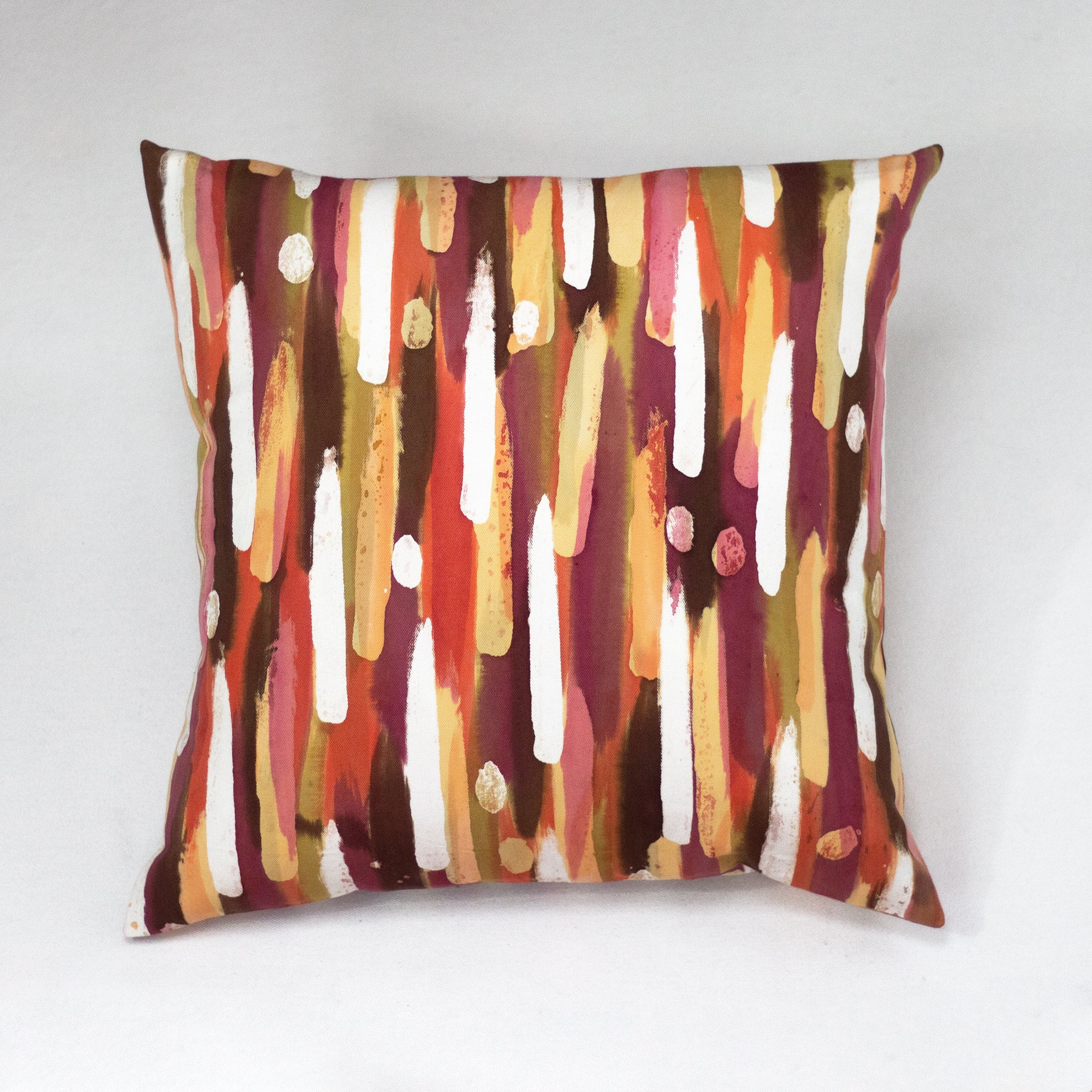 Hand Painted Accent Pillow Cover - Rain Red