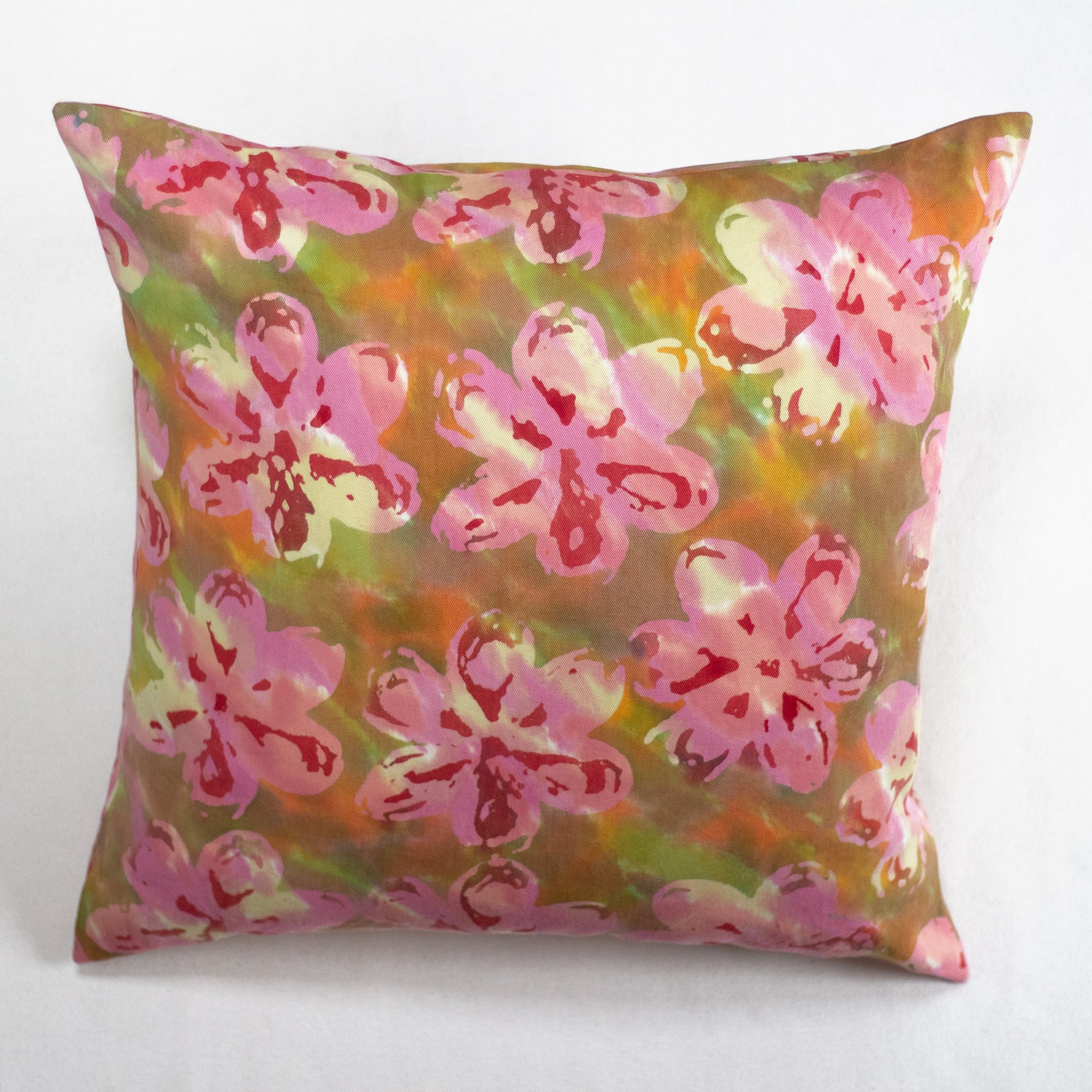Hand Painted Accent Pillow Cover - Zinnie