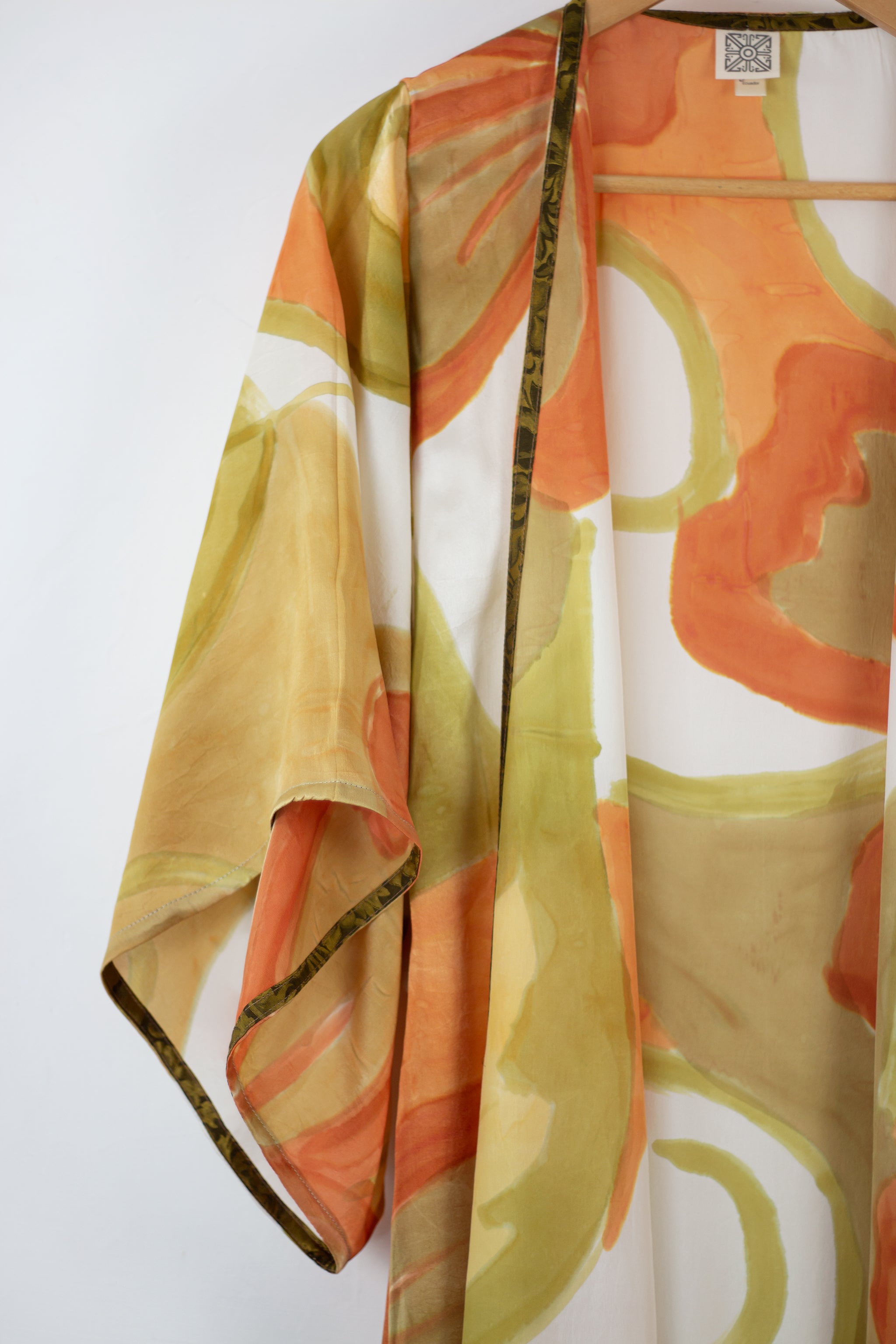 Hand Painted Silk Kimono - Wild Hibiscus Fresh