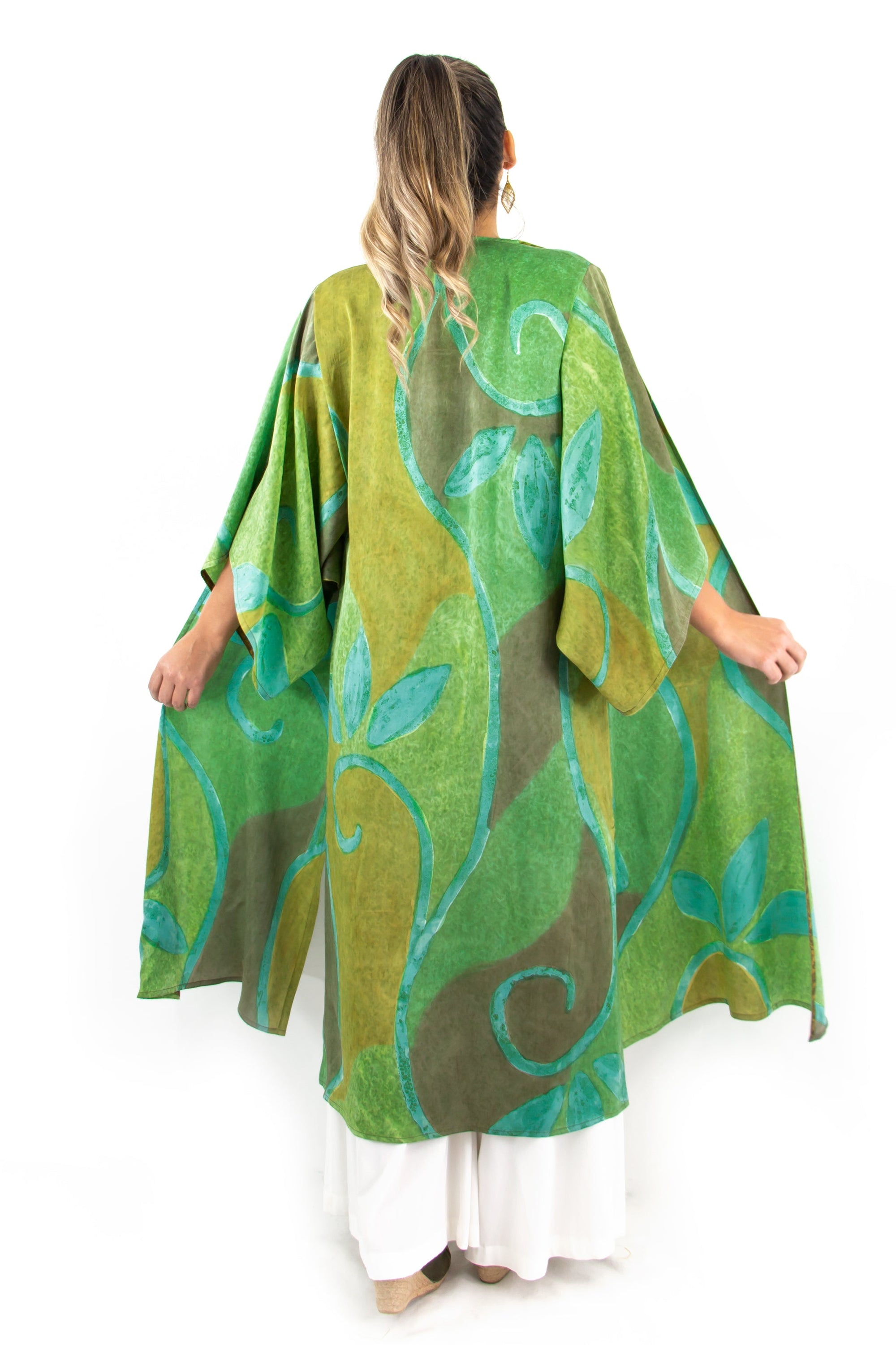 Hand Painted Long Silk Kimono - D'Vine