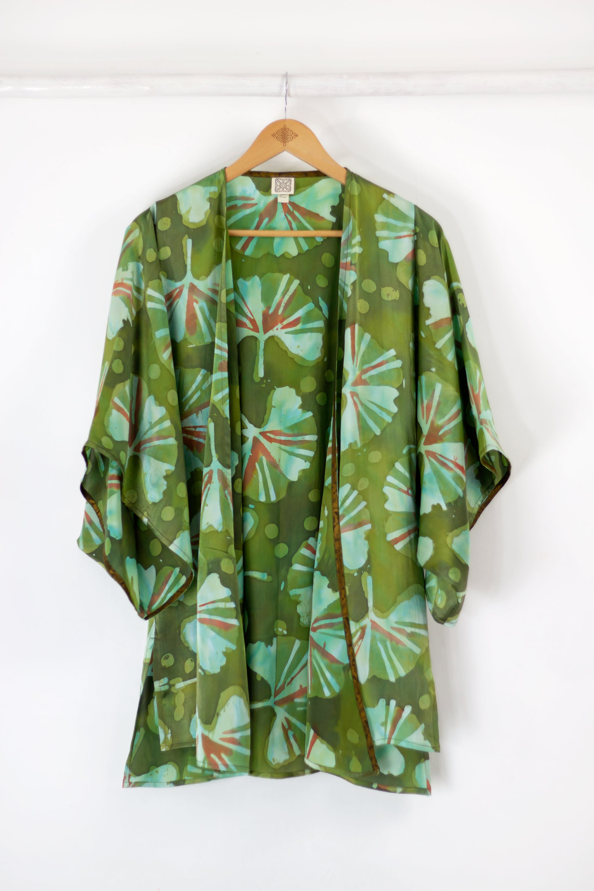 Hand Painted Short Silk Kimono 6669S - Ginkgo Garden