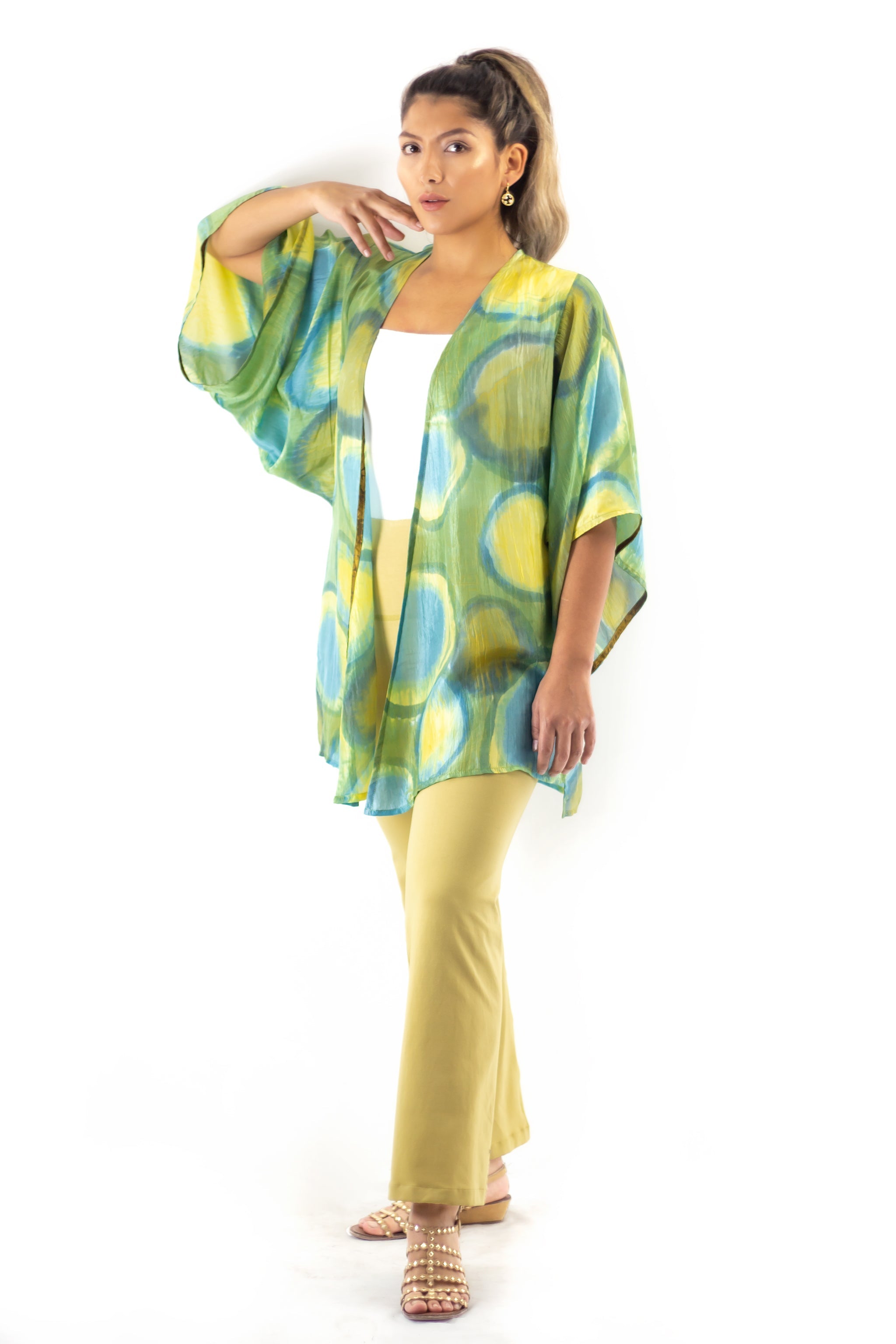 Hand Painted Short Silk Kimono 6669S - Olio