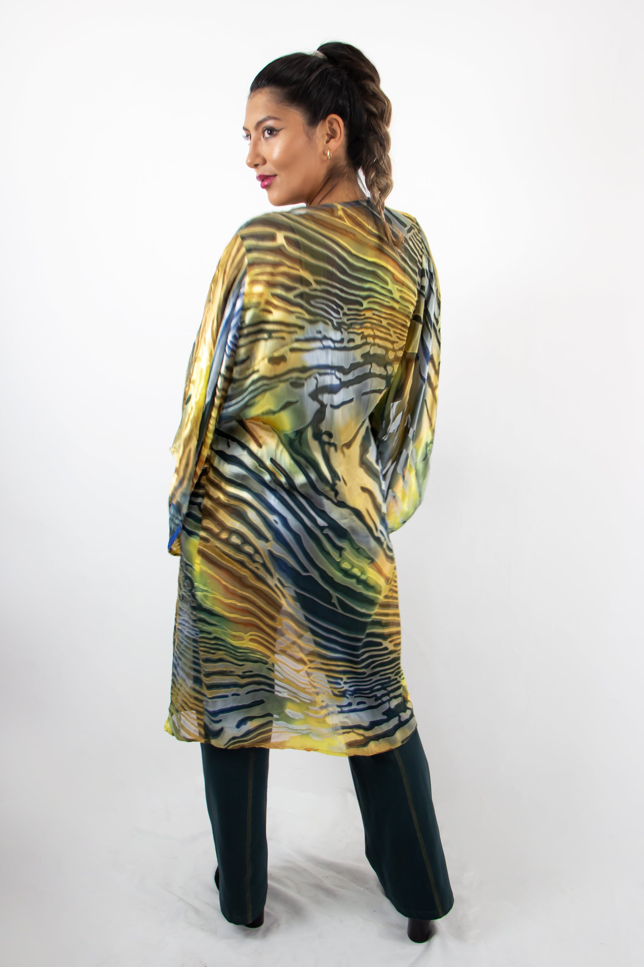 Hand Painted Silk Kimono 6669M - FlutterBy