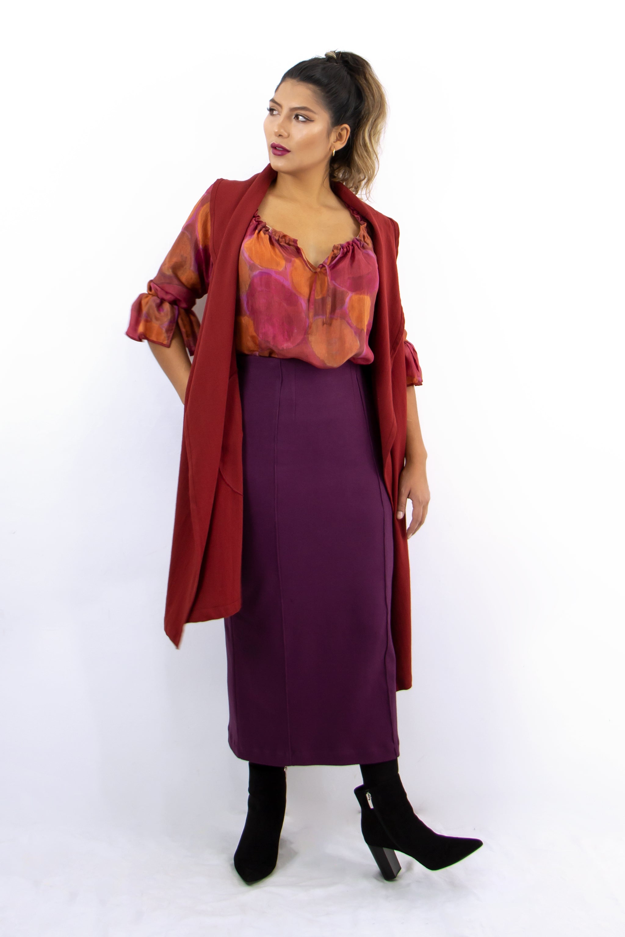 Pencil Skirt - Deep Plum