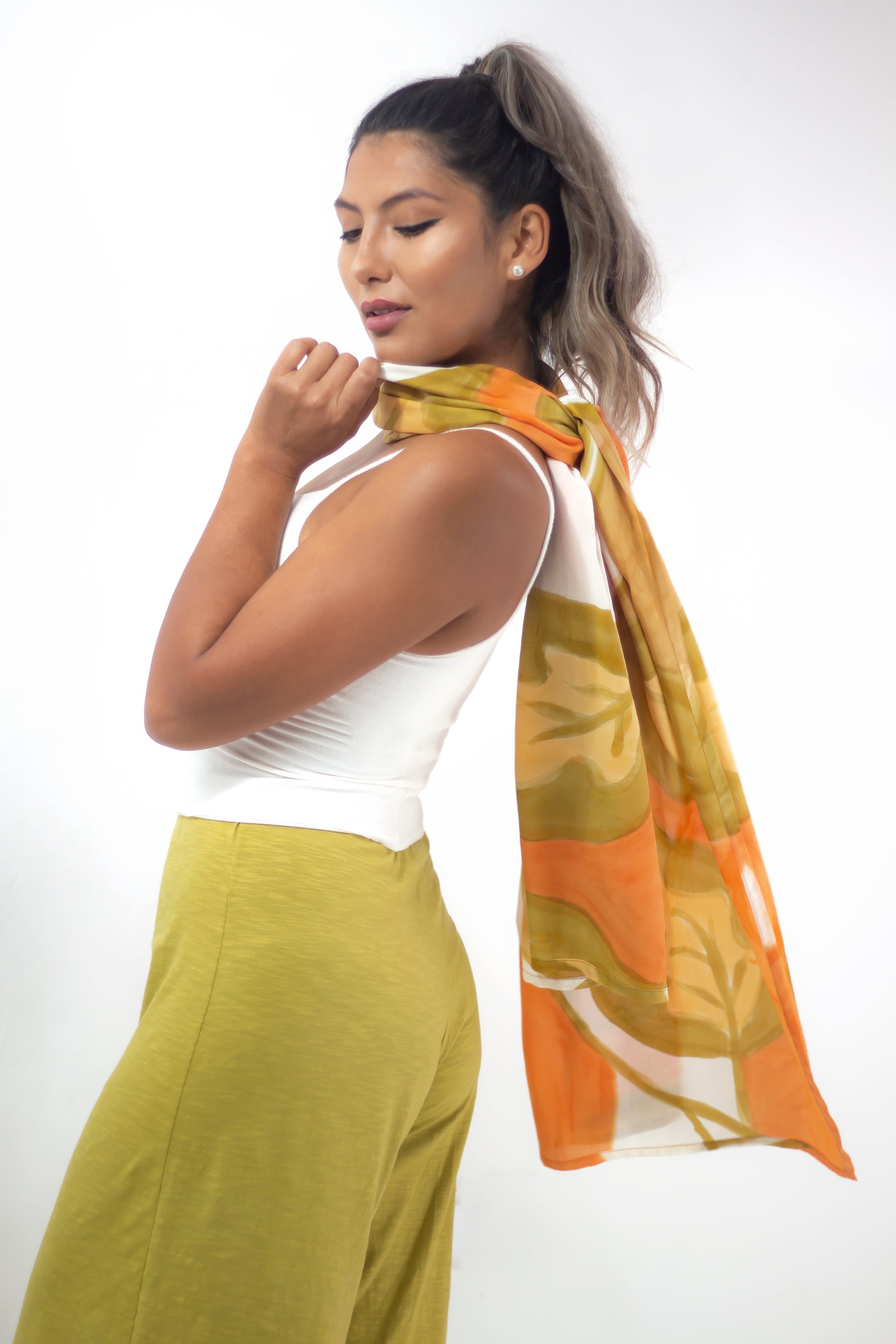 Hand Painted Silk Scarf -WildHi Fresh