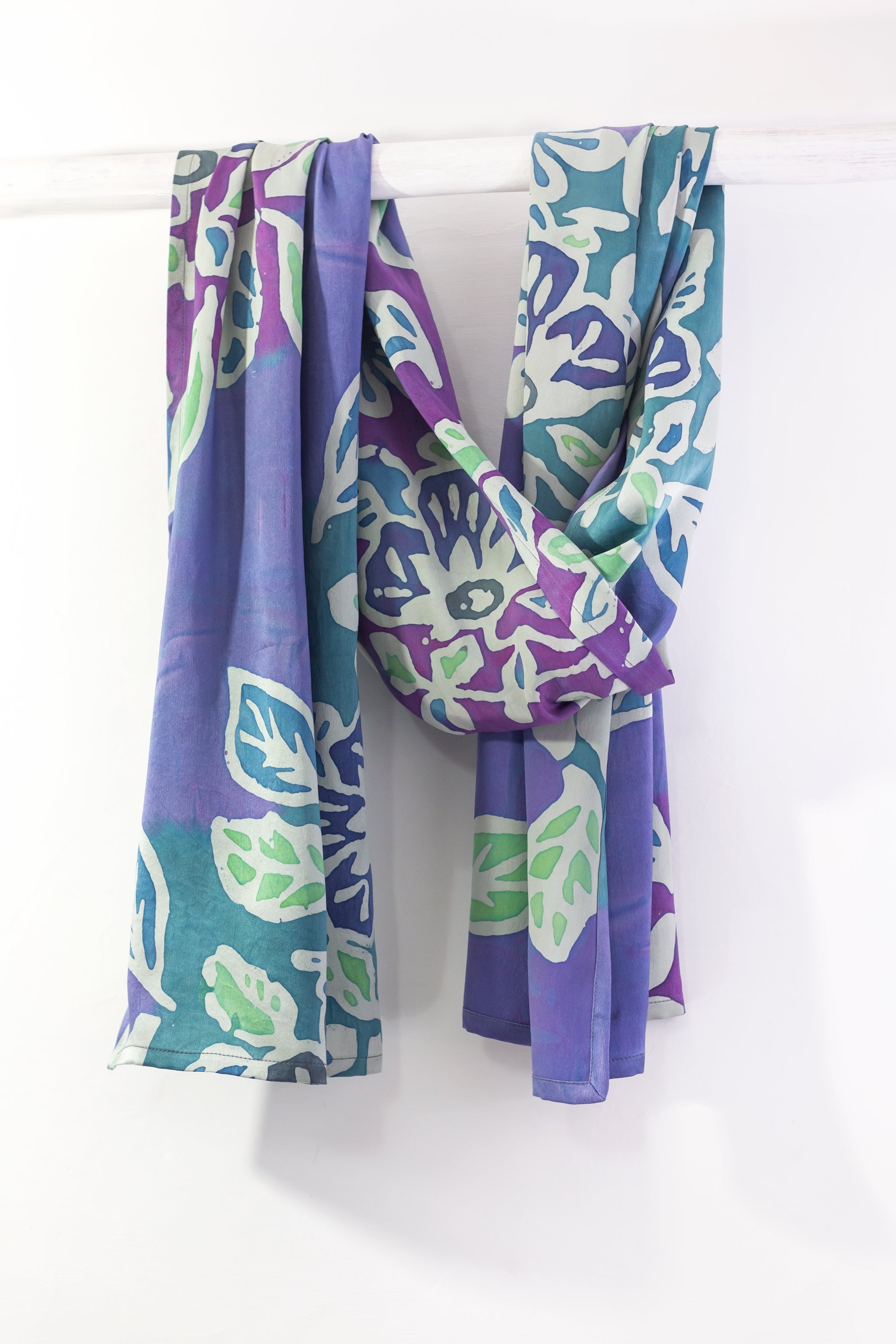 Hand Painted Silk Scarf -Floral Reef