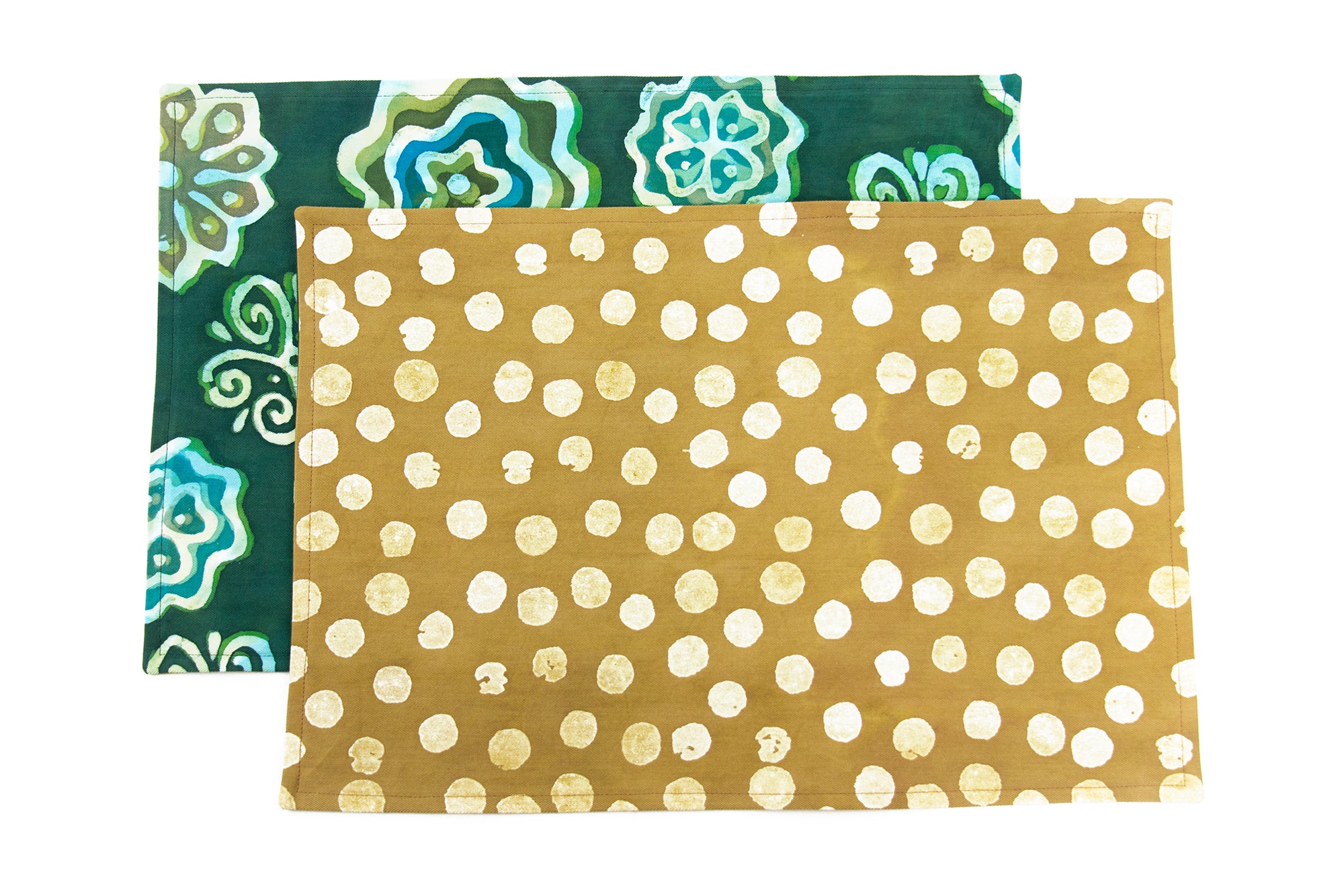 Hand Painted Placemats and Table Runners - Green Goddess/Effervescence Gold
