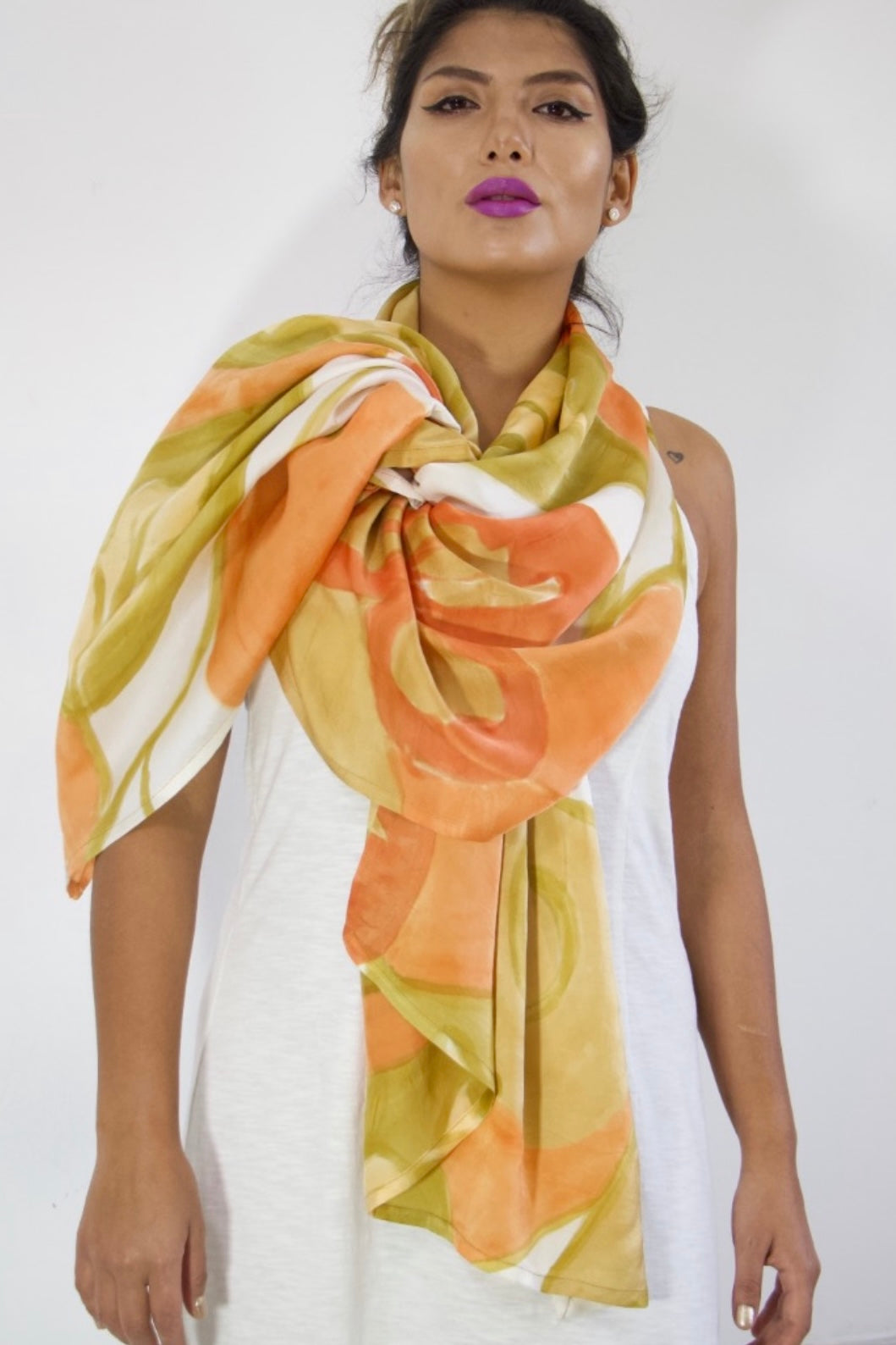 Hand Painted Silk Scarf -WildHi Fresh