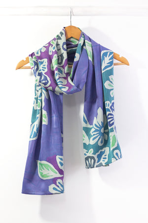 Hand Painted Silk Scarf -Floral Reef