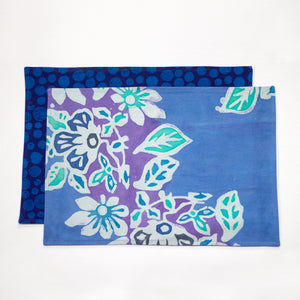 Hand Painted Placemats, Napkins, and Table Runners - Floral Reef/Blue Bubbles