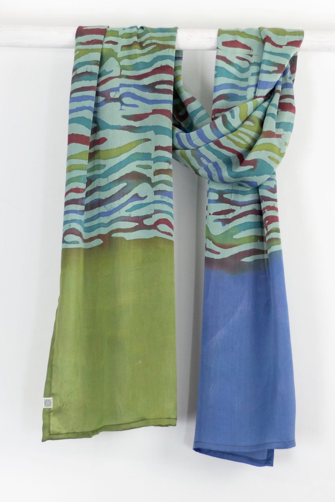 Hand Painted Silk Scarf - BluBoo Aqua