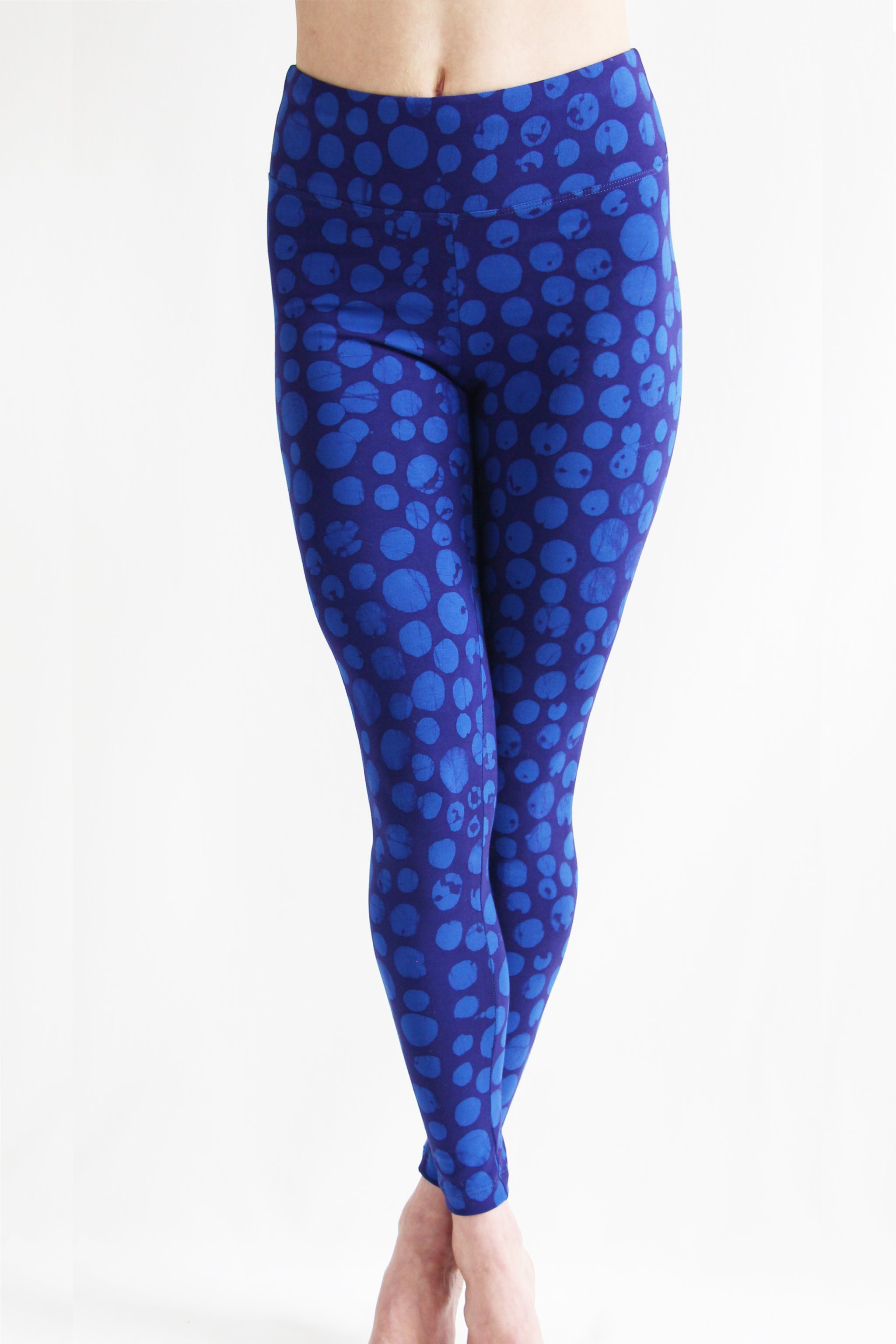 Hand Painted Leggings or Crops - Blue Bubbles